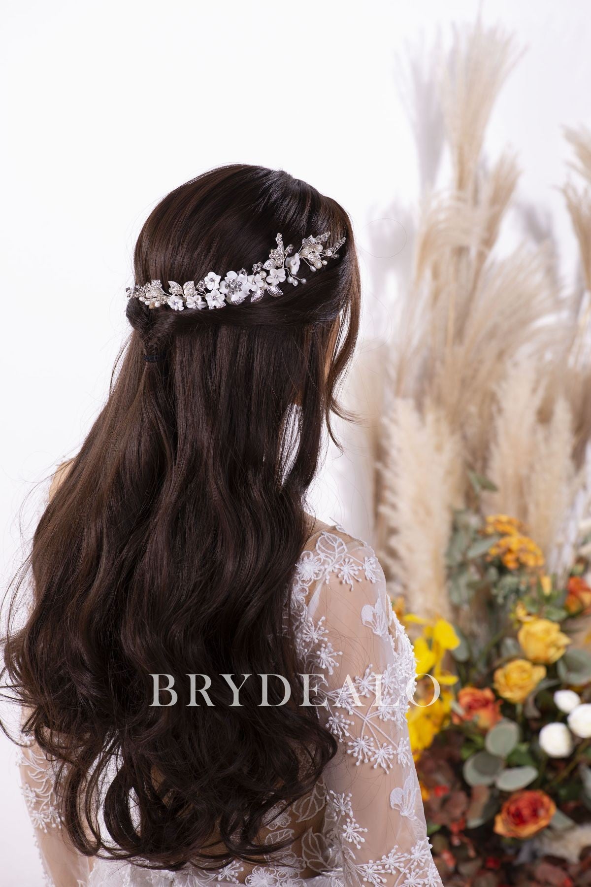 Flower Rhinestone Bridal Hair Comb for sale