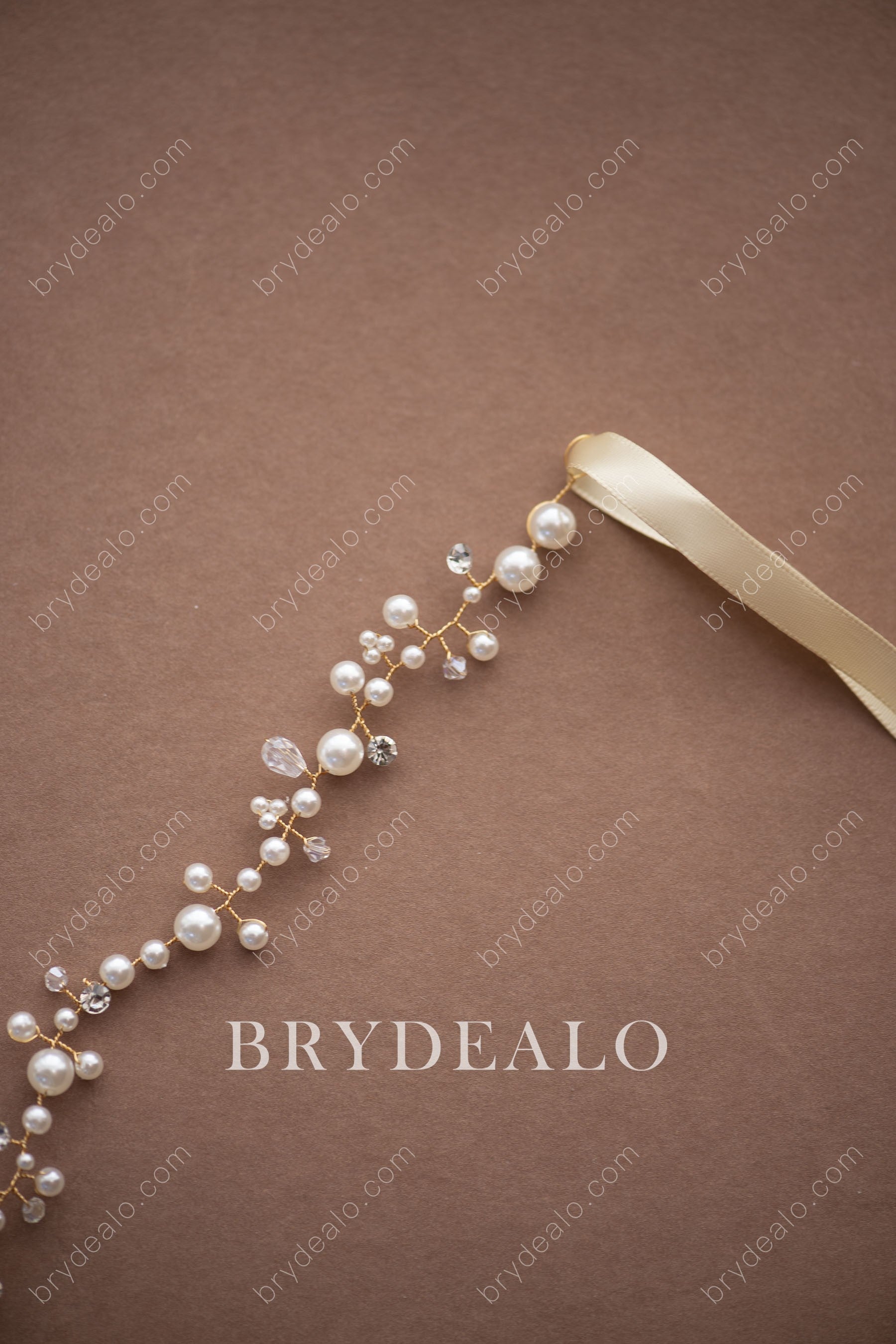 Fashion Pearls Crystals Bridal Sash