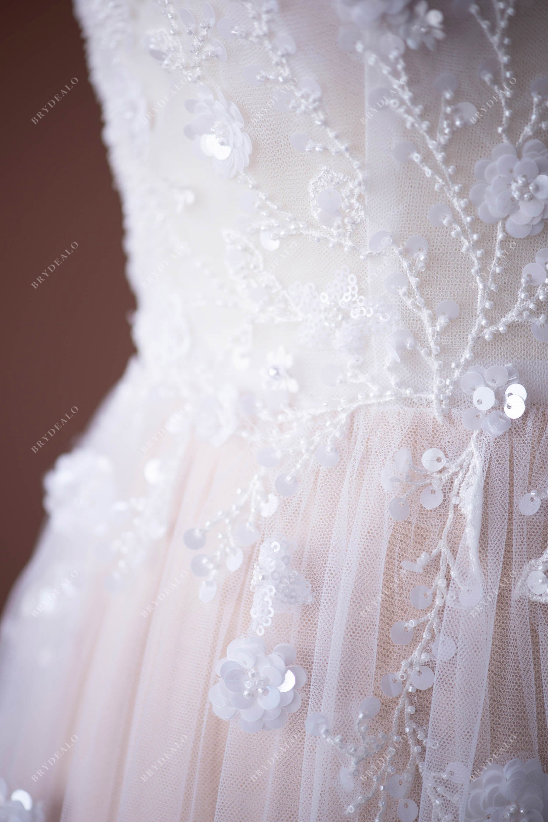 Romantic 3D Flower Lace Tiered Floor Length Boho Wedding Dress Brydealo Romantic 3D Flower Lace Tiered Floor Length Boho Wedding Dress Brydealo