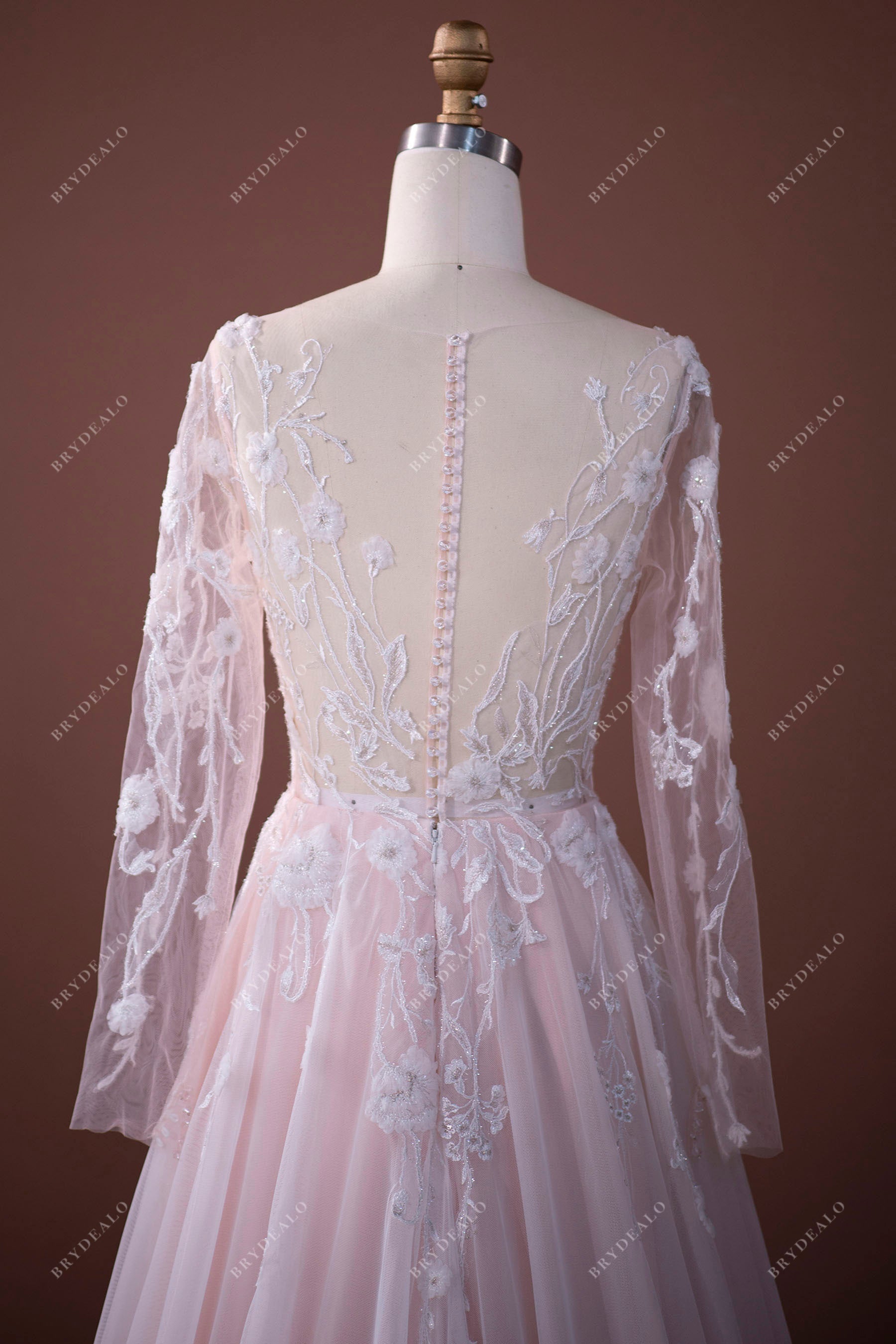 illusion back gorgeous beaded lace bridal gown
