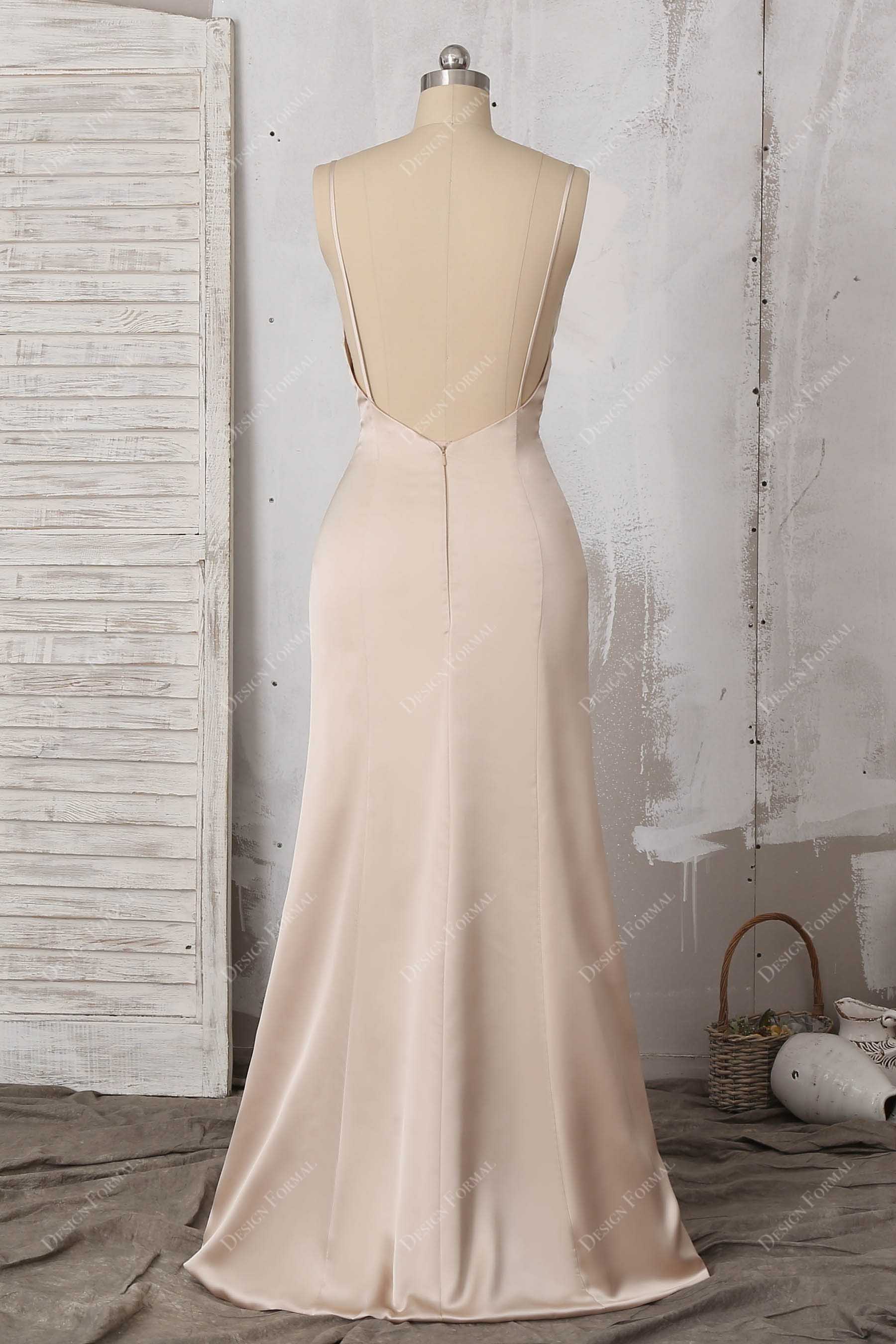 floor length open back slip dress