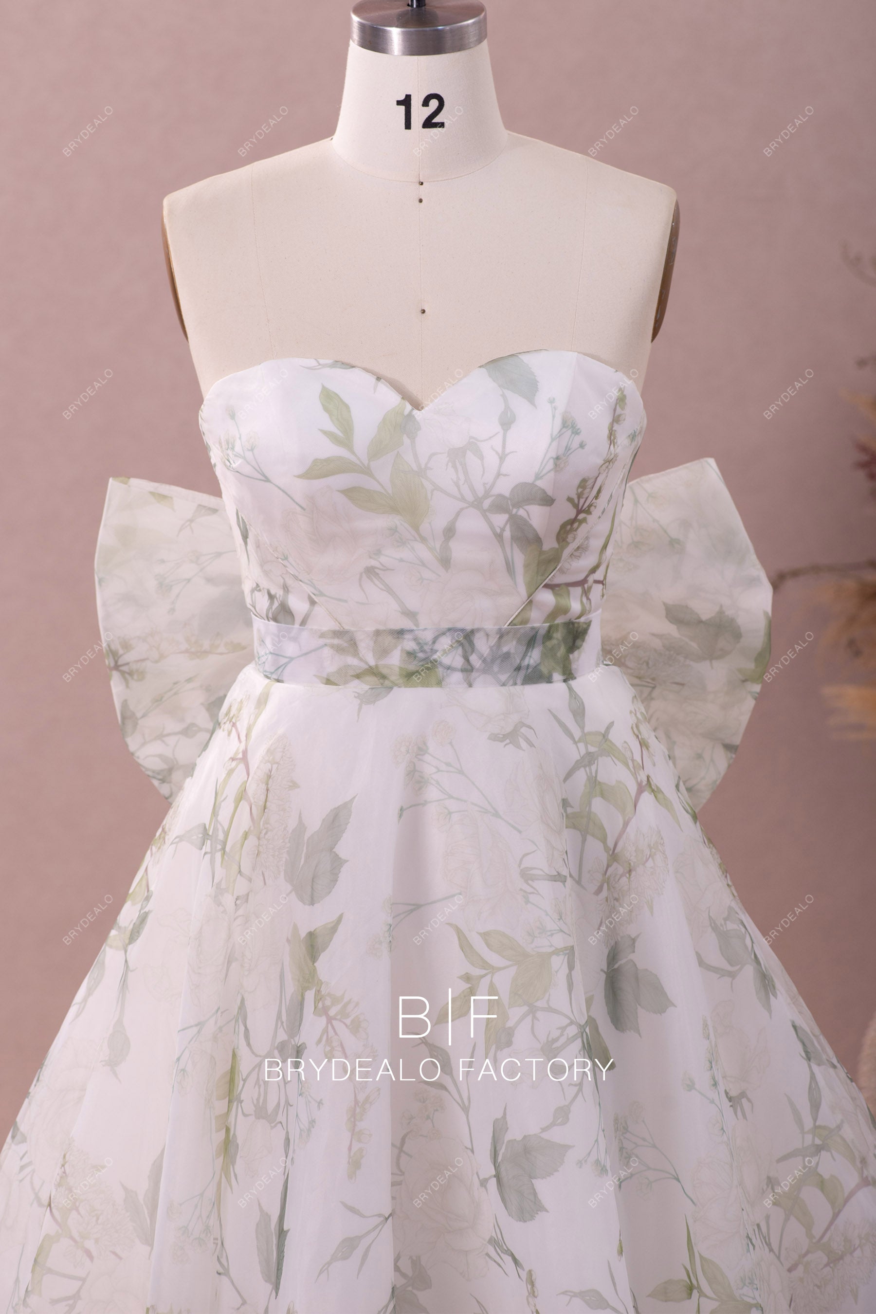 sleeveless floral organza sweetheart neck summer wedding dress