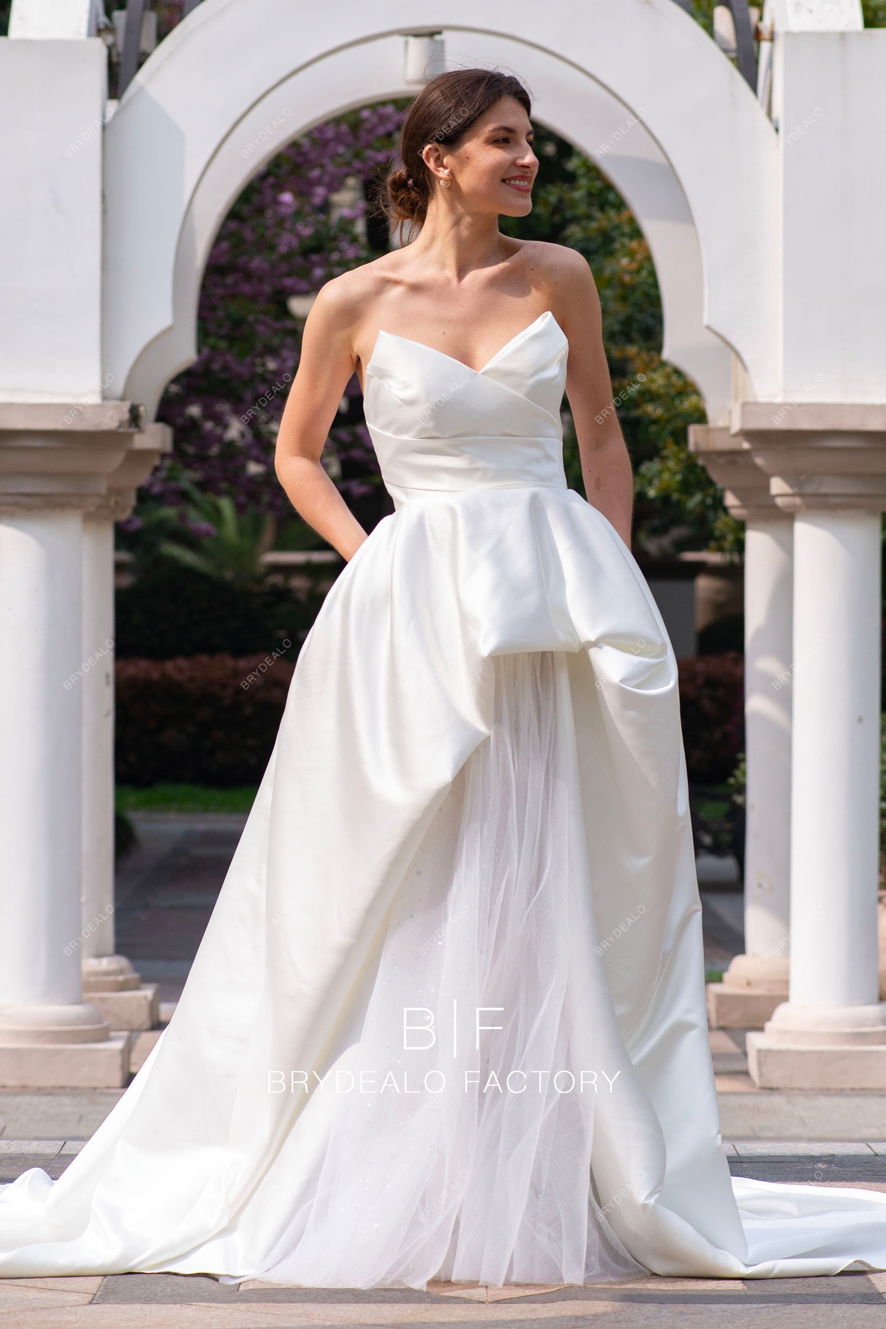 designer bubble satin shimmery tulle autumn bridal ballgown