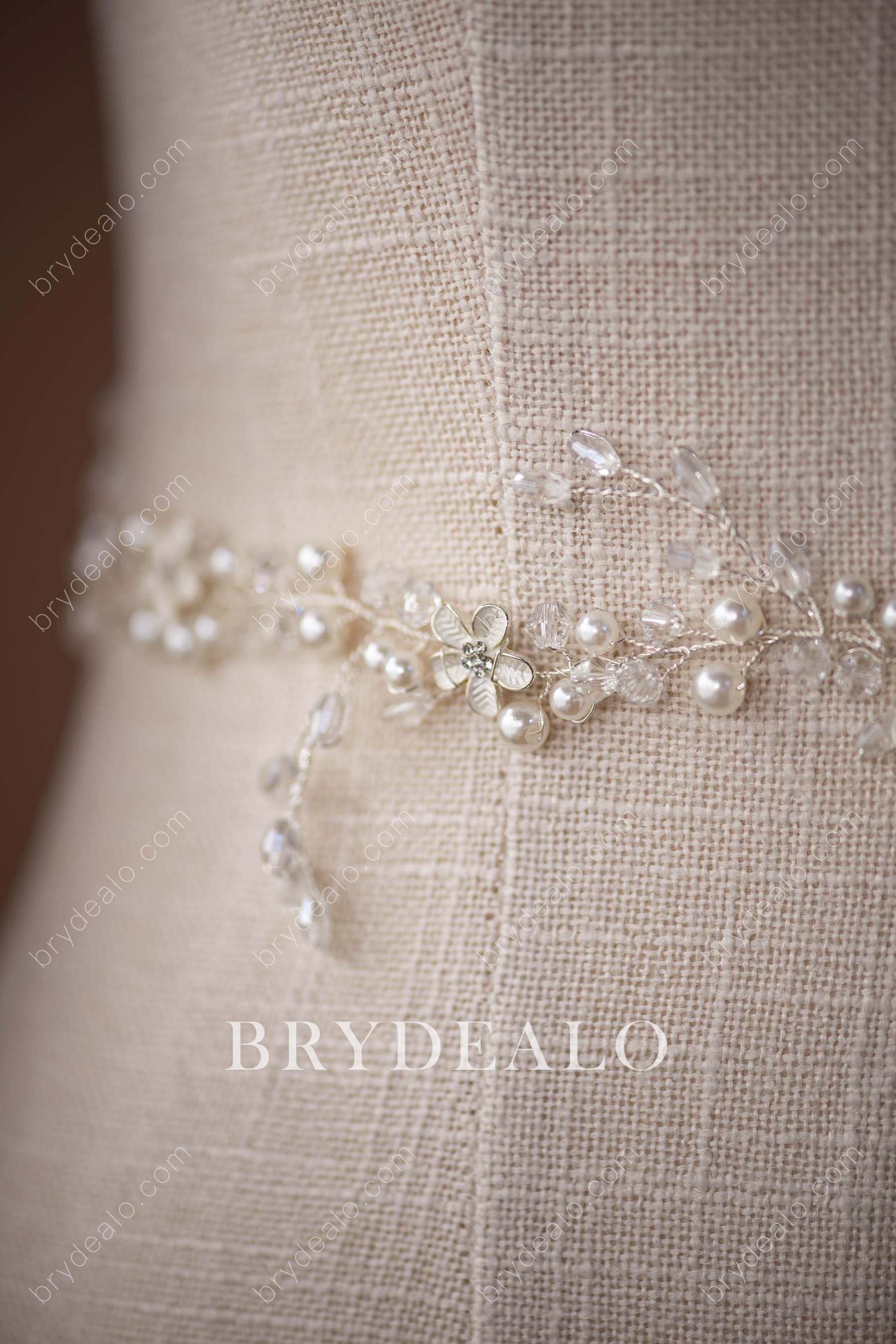  Alloy Pearls Rhinestones Bridal Sash Belt