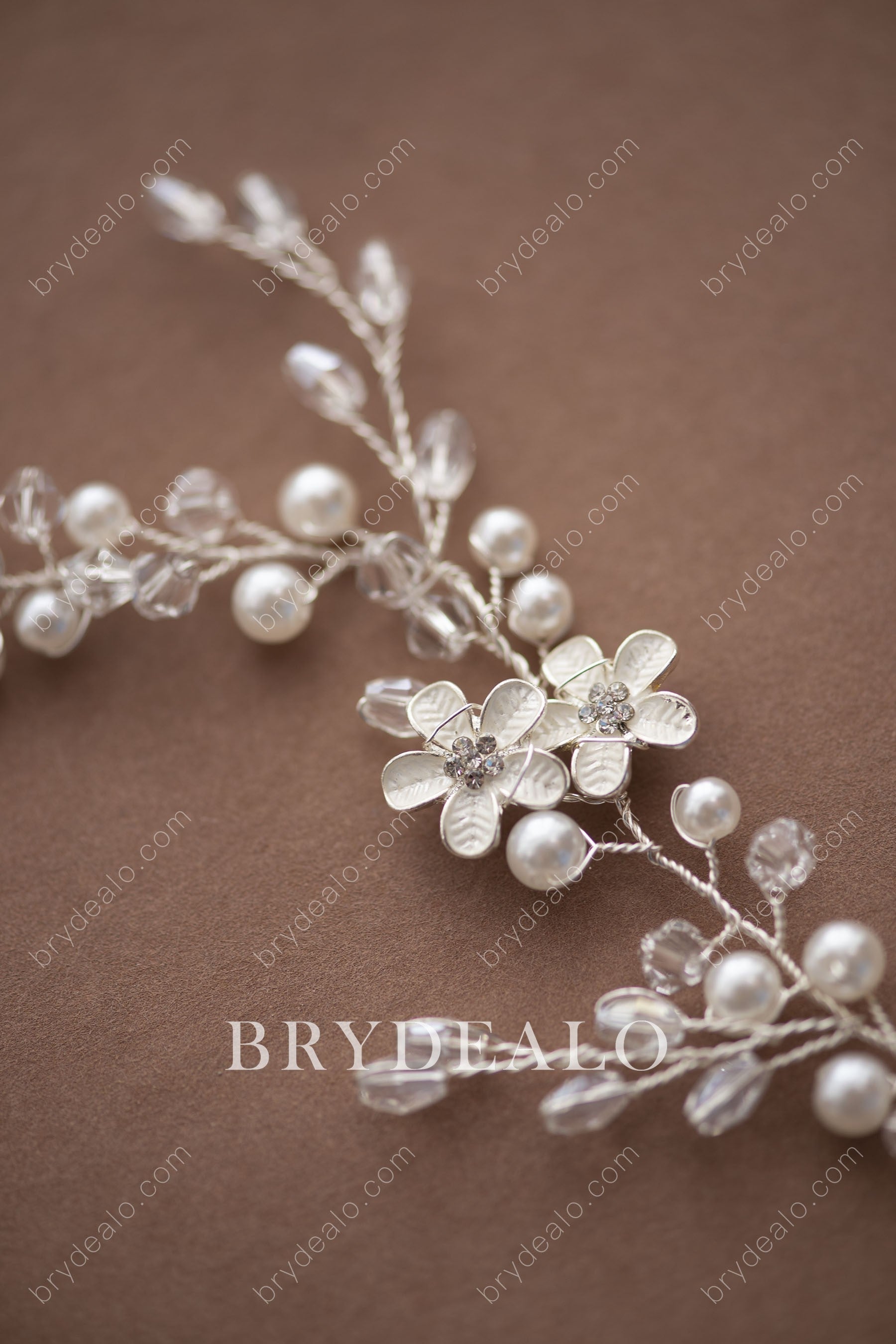Flower Alloy Pearls Rhinestones Bridal Sash 