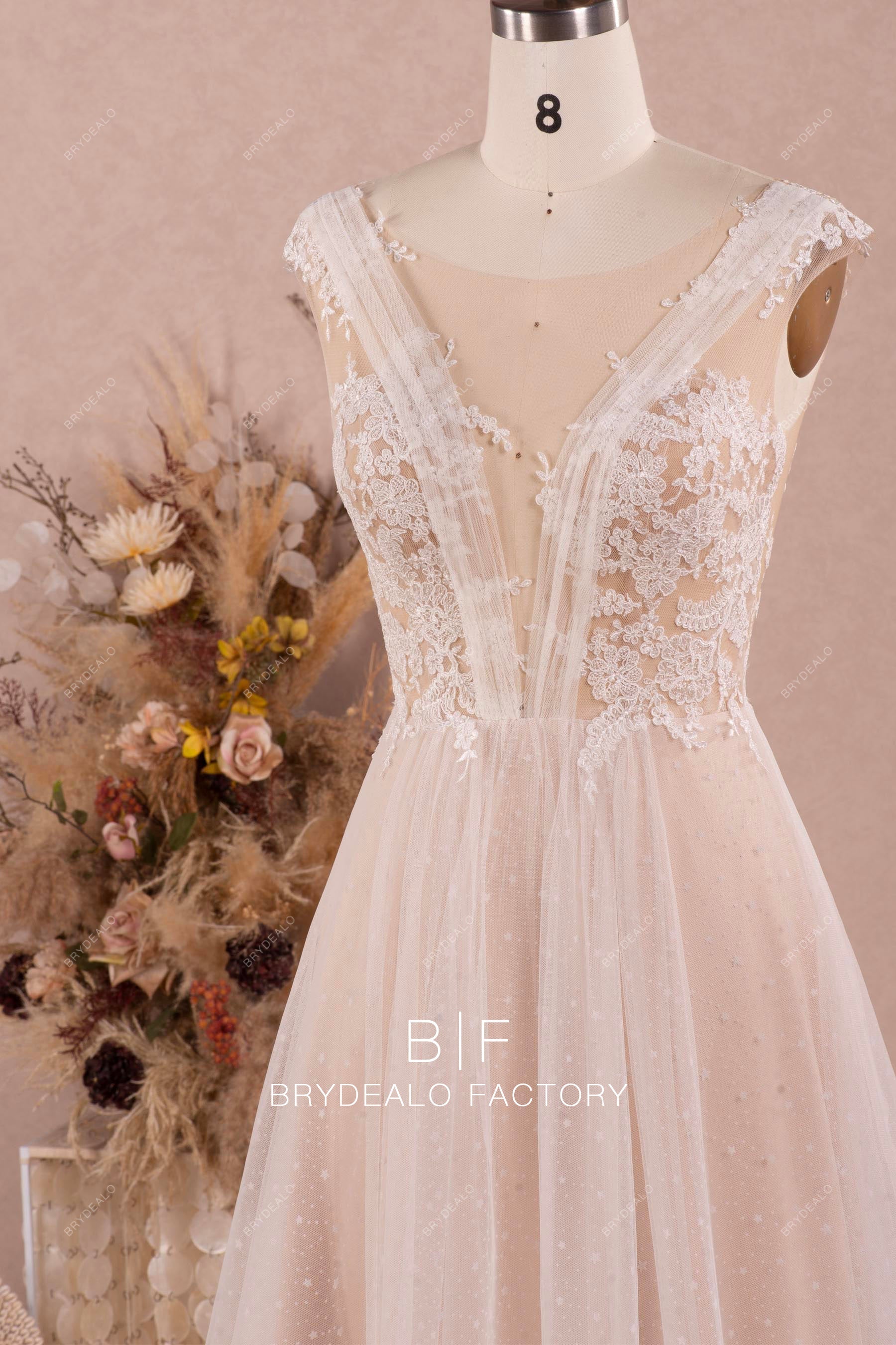 flower lace cap sleeve spring fall wedding dress