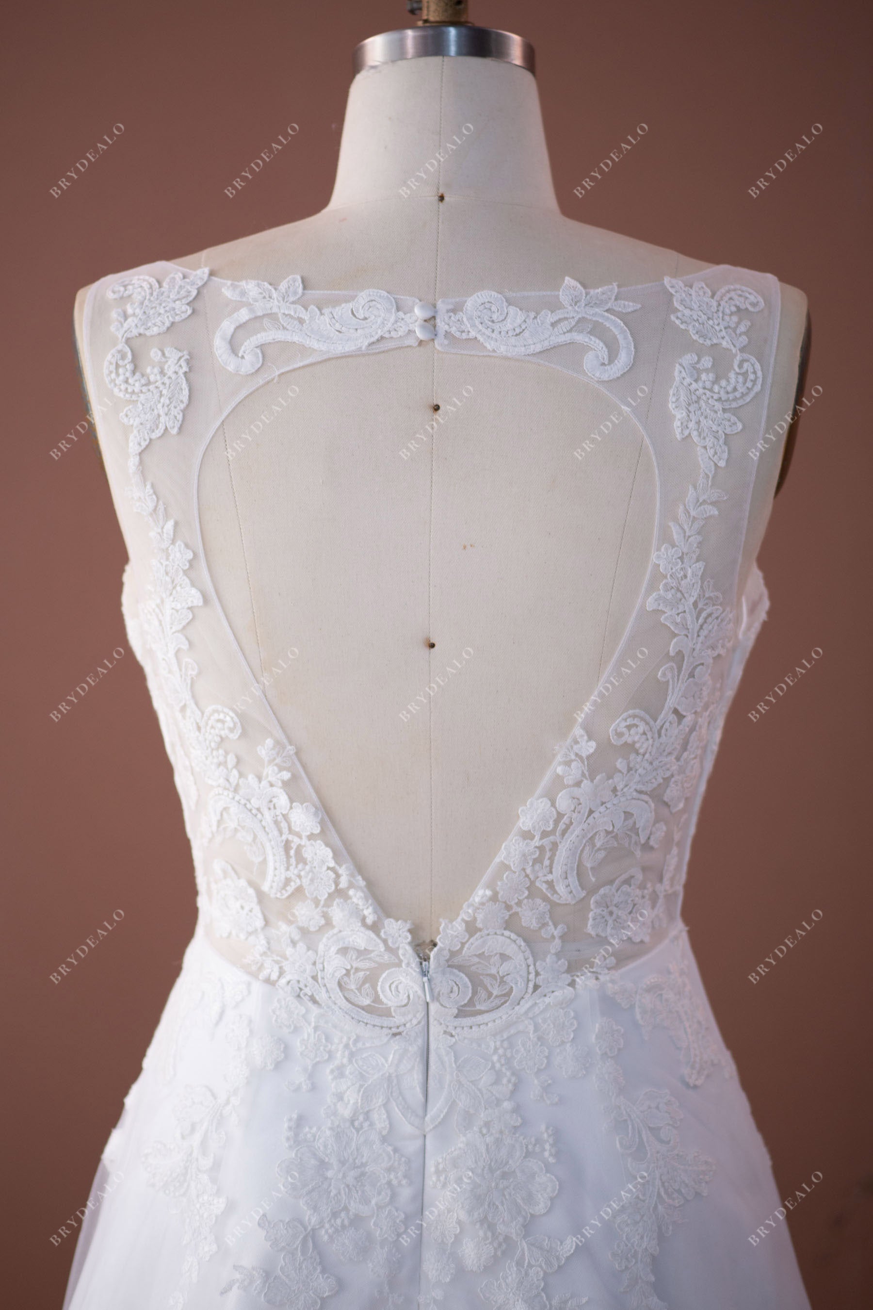 plus size cutout back elegant lace bridal gown
