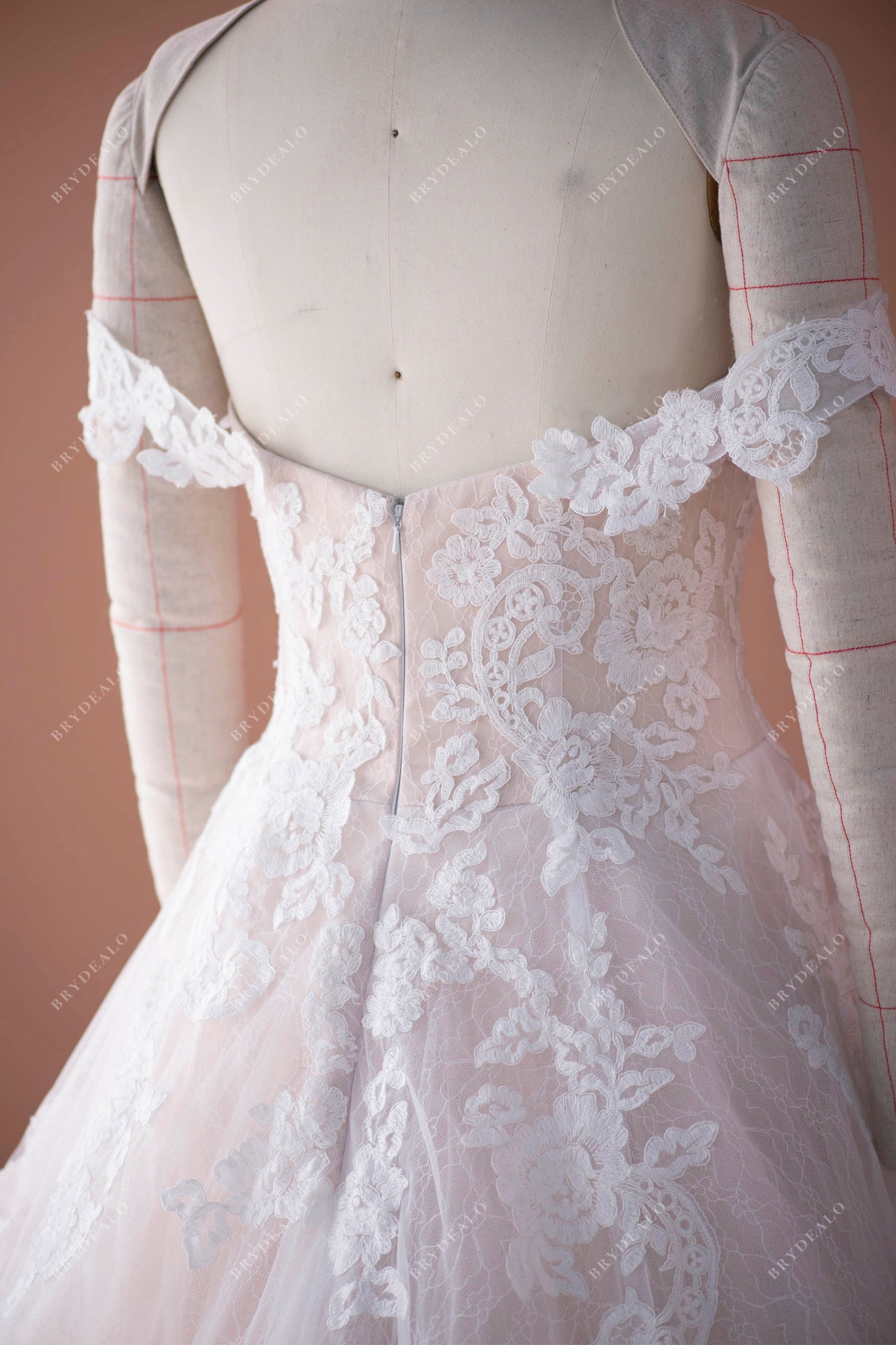 flower lace off shoulder open back gorgeous wedding gown