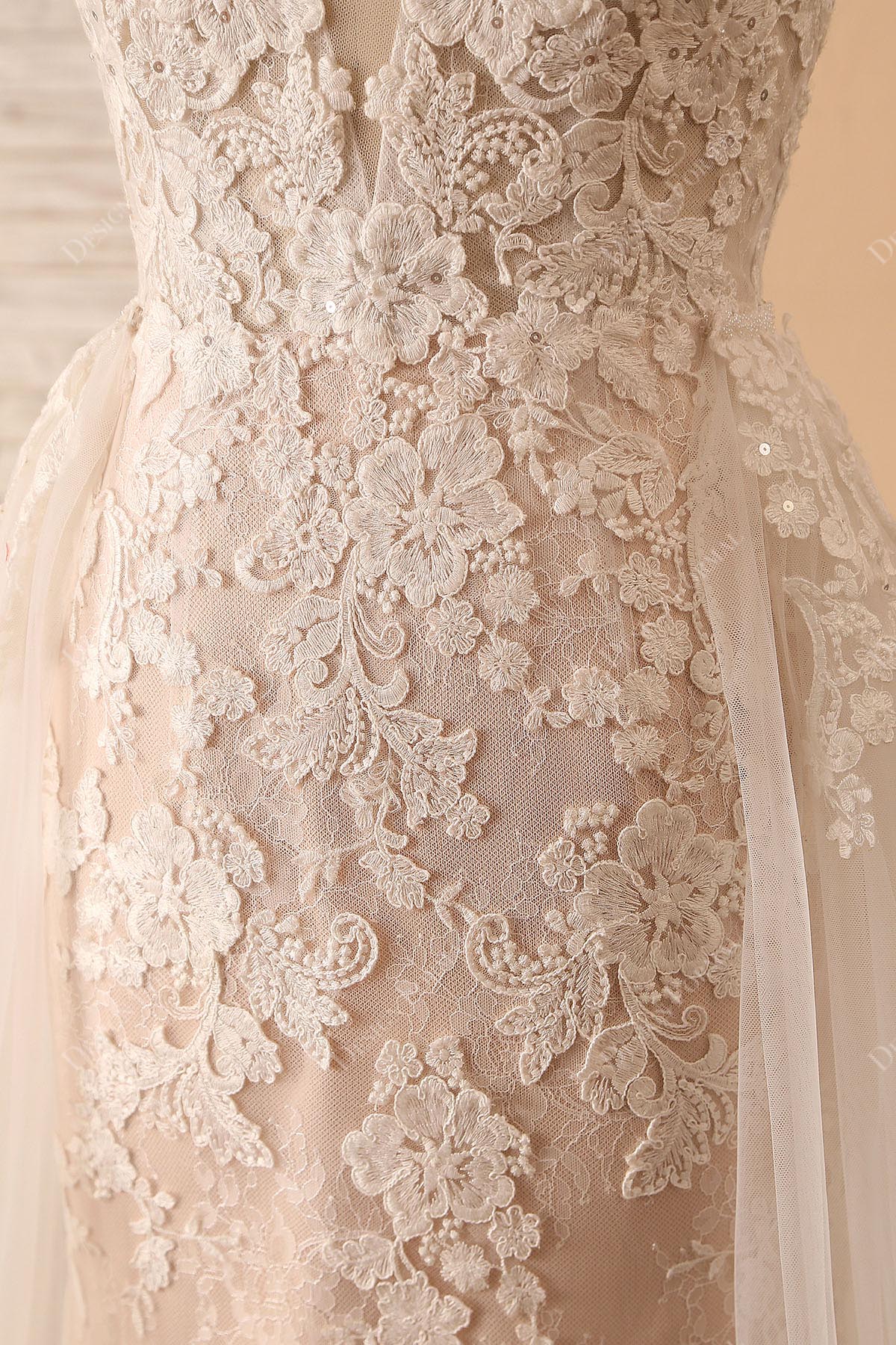 floral lace dress with overskirt