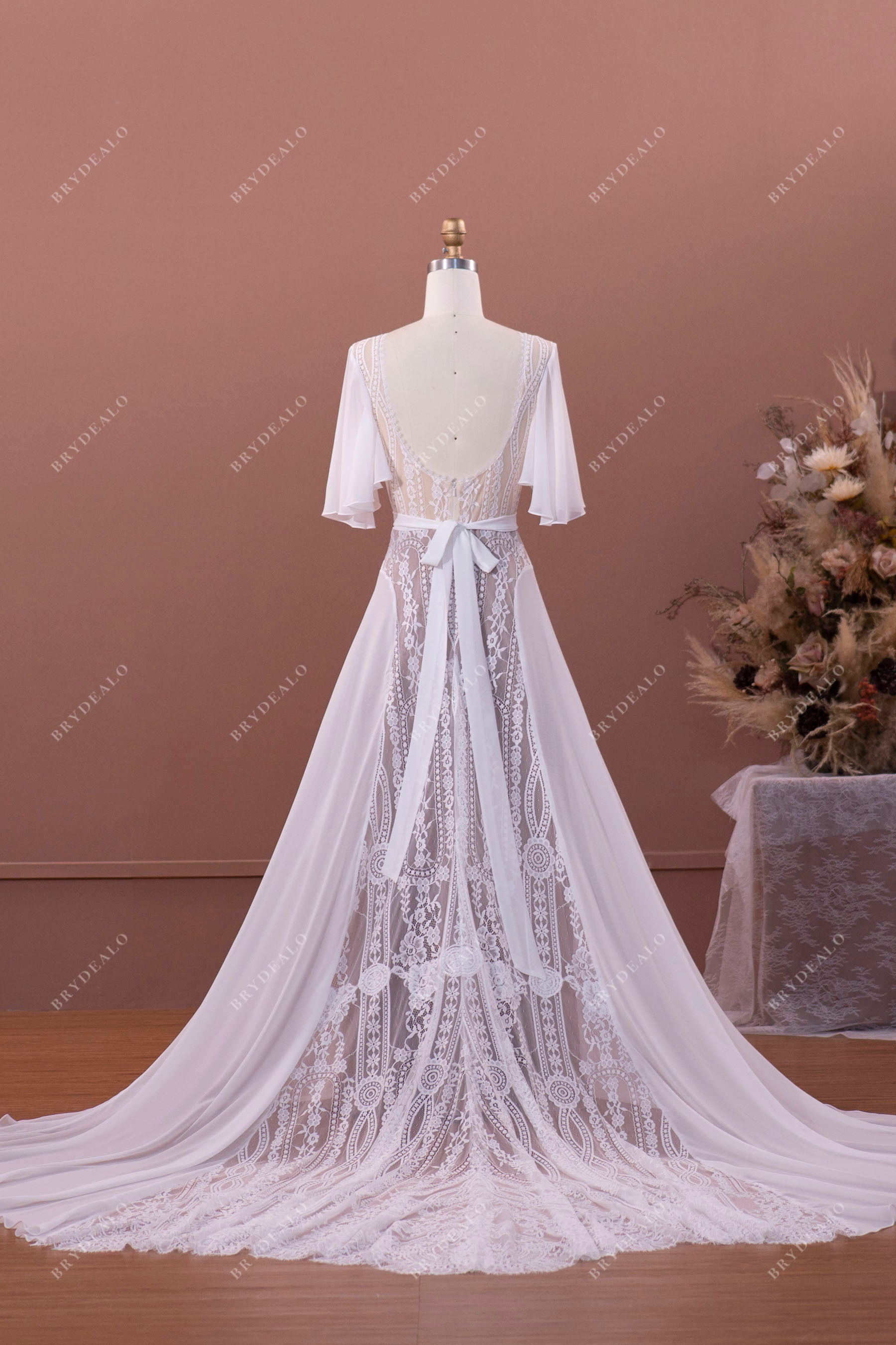 Flutter Sleeve Boho Wedding Dress – Brydealo
