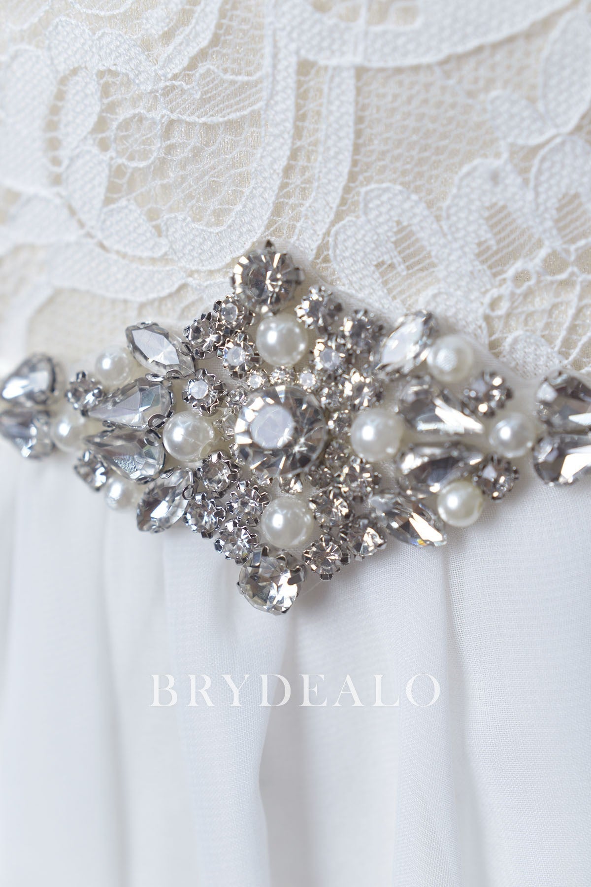 Glamorous Crystals & Pearls Bridal Sash