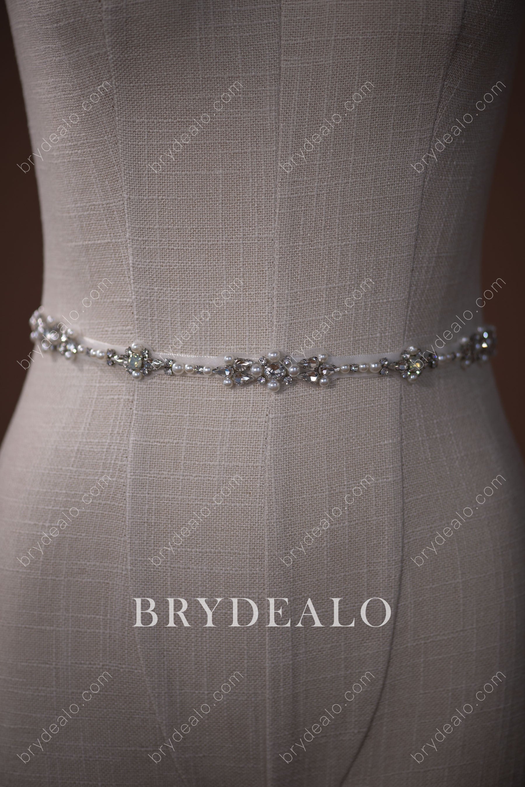 Popular Glamorous Pearls Crystals Bridal Sash Online
