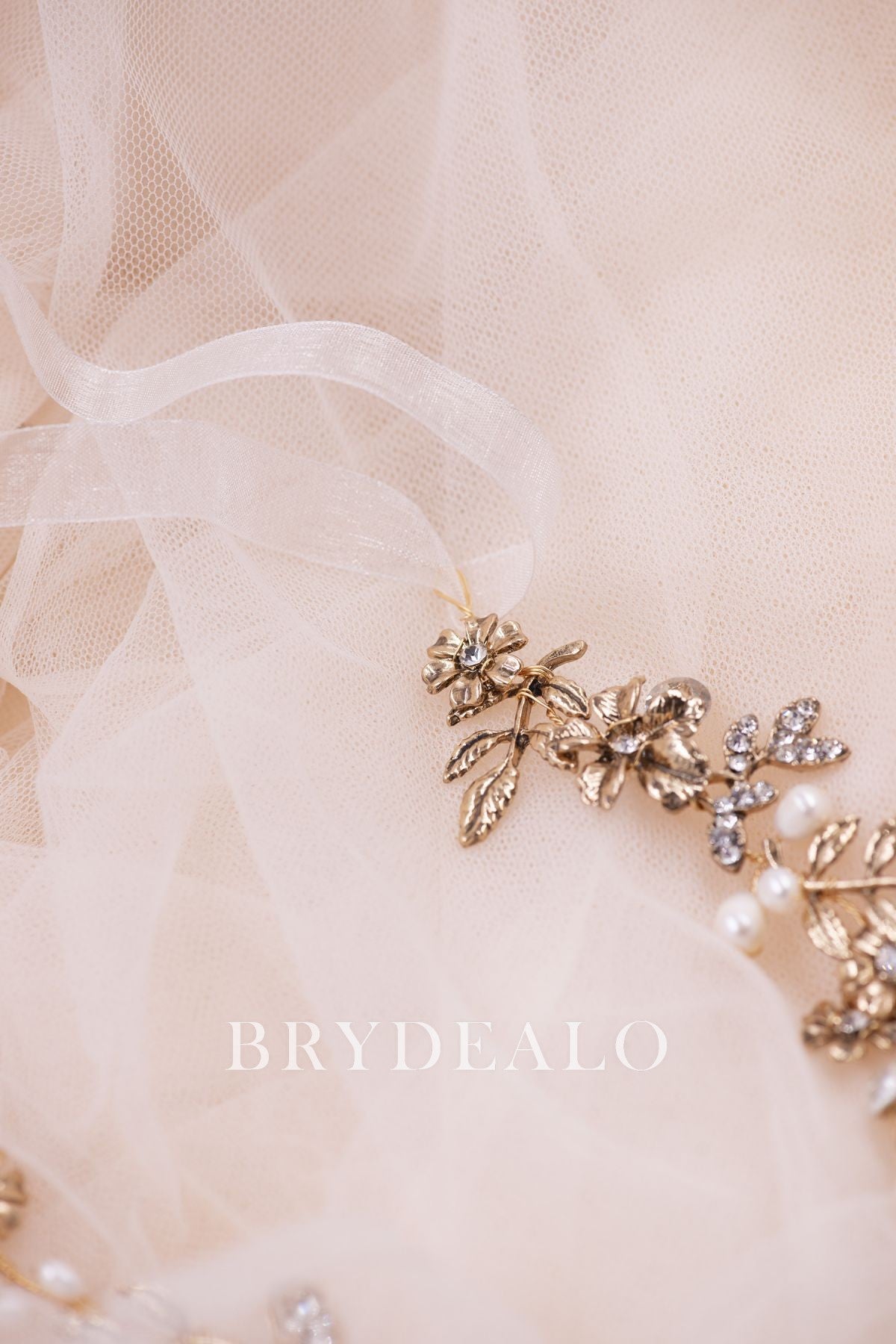 Best Gold Leaf Pearls Rhinestones Bridal Wire Headband 