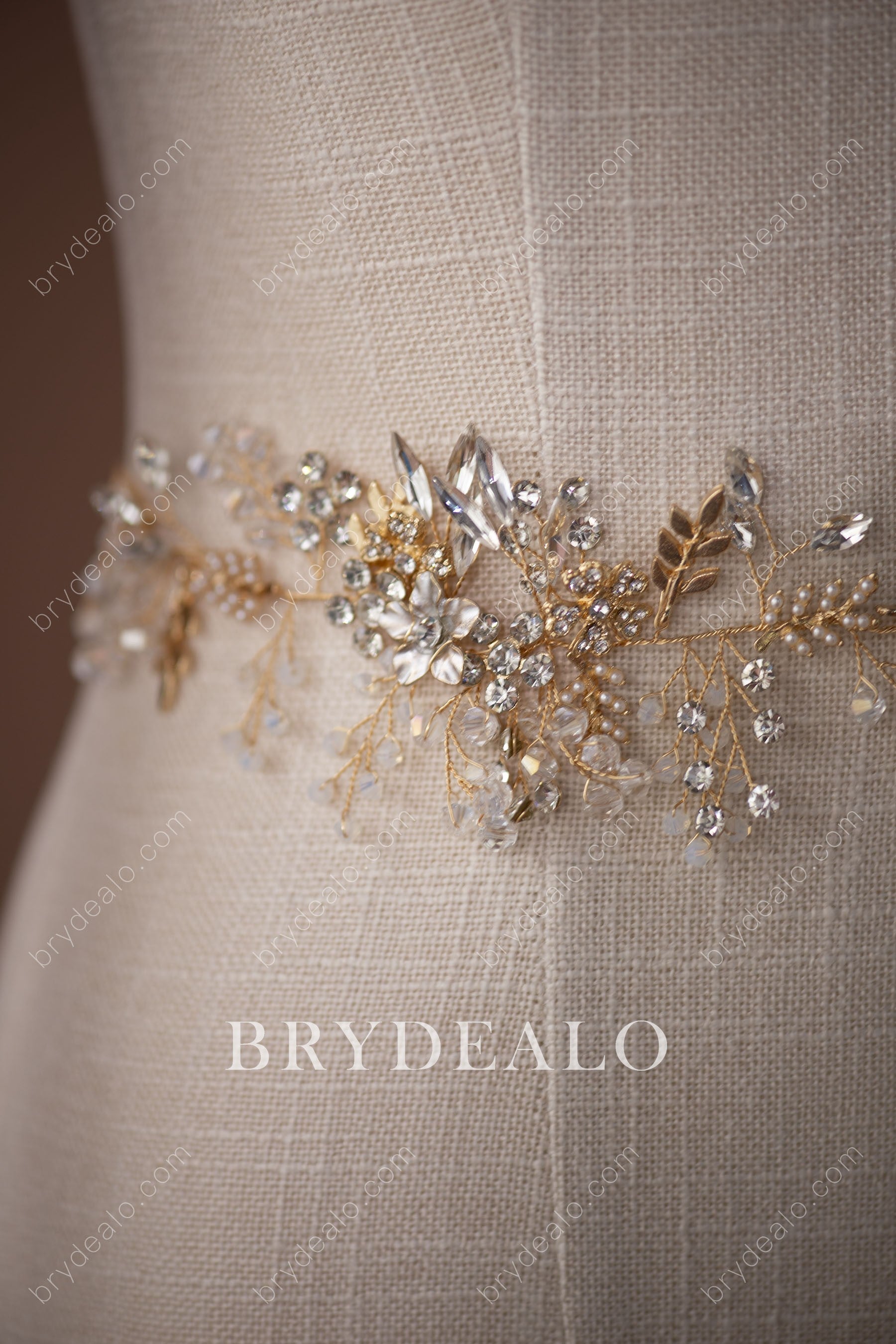 Fashion Crystals Pearls Beads Bridal Sash