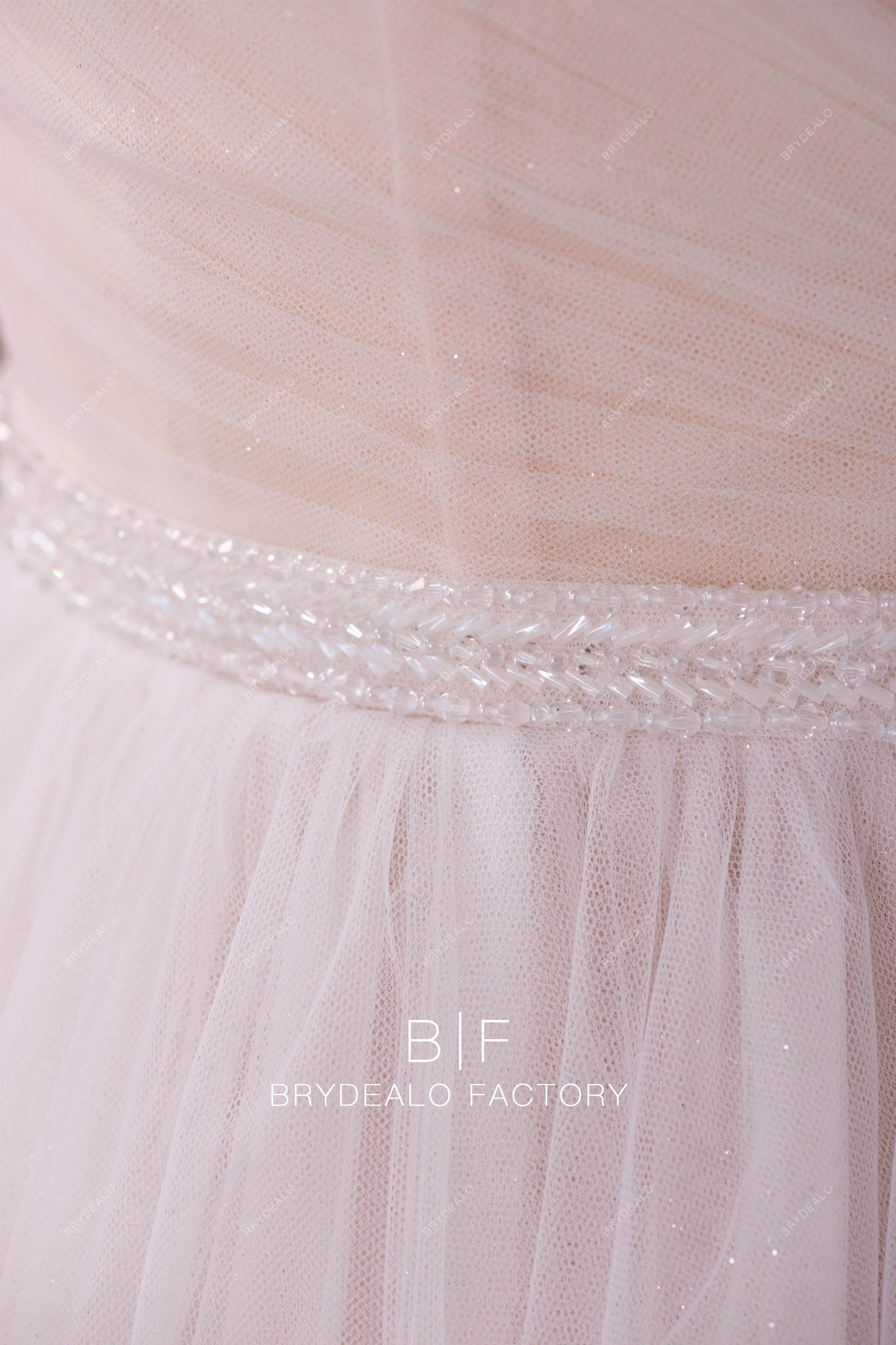 hand-sewn beaded belt wedding dress
