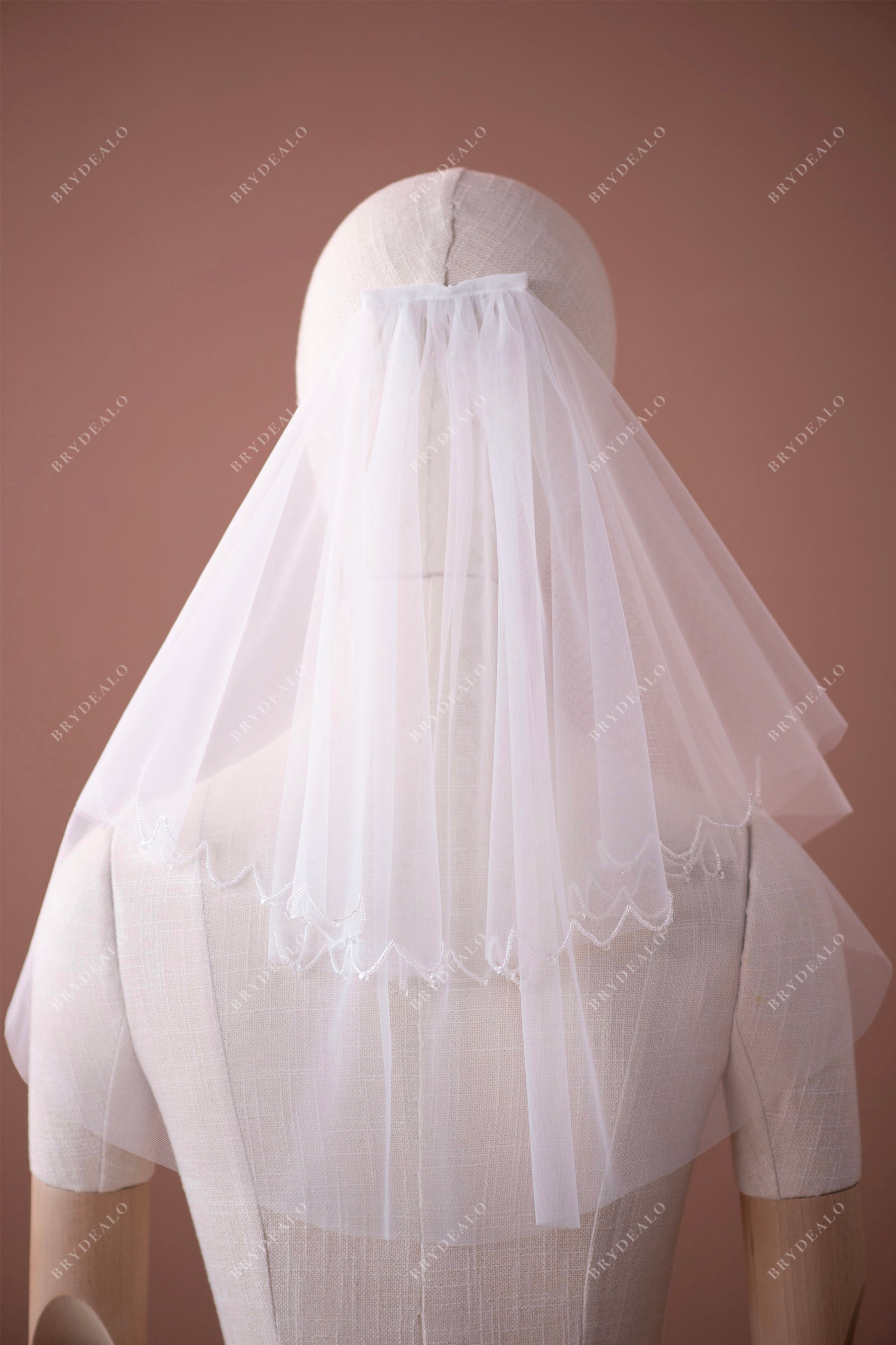 pretty hand sewn beading wedding veil