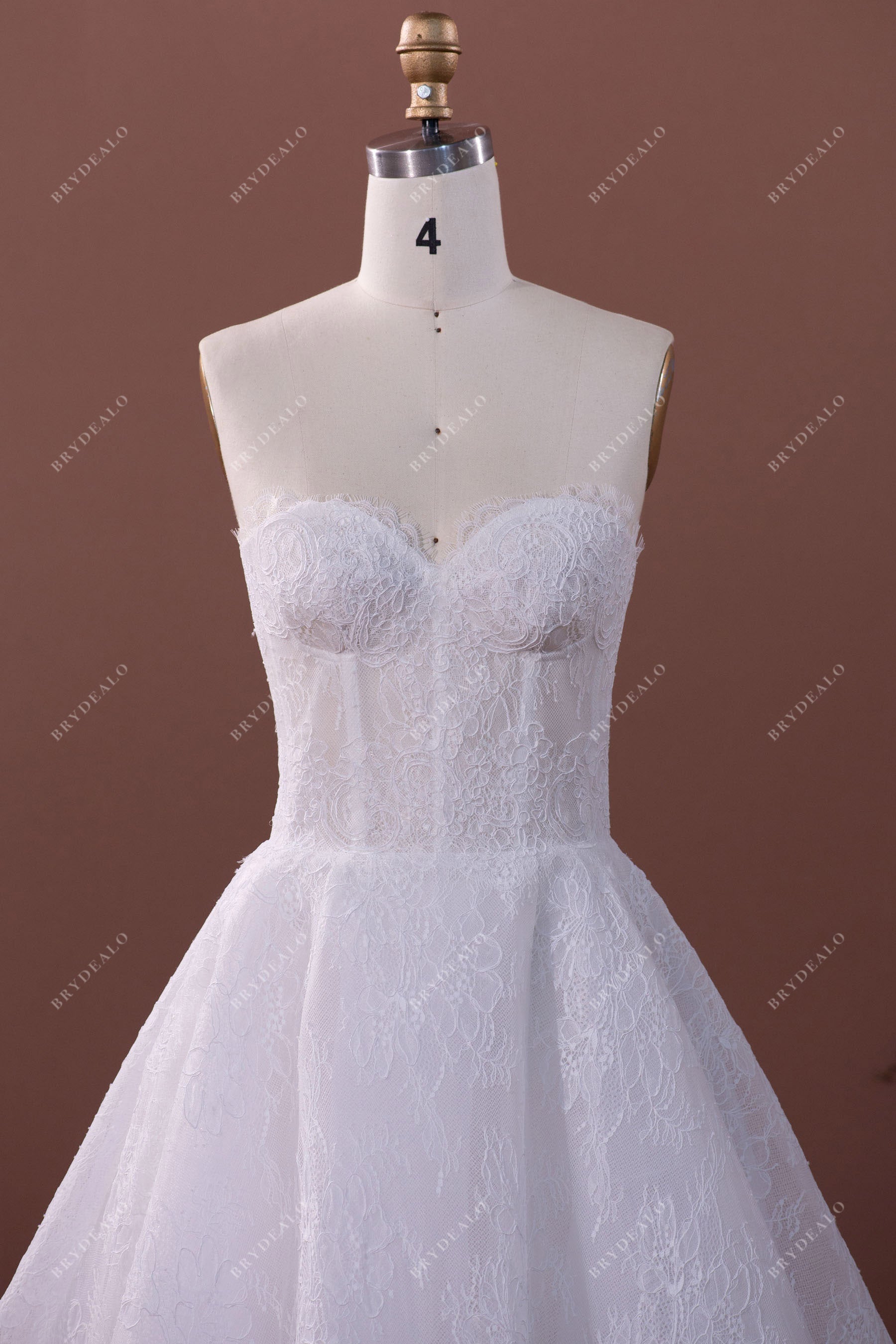 strapless lace sweetheart neck lace bridal gown online
