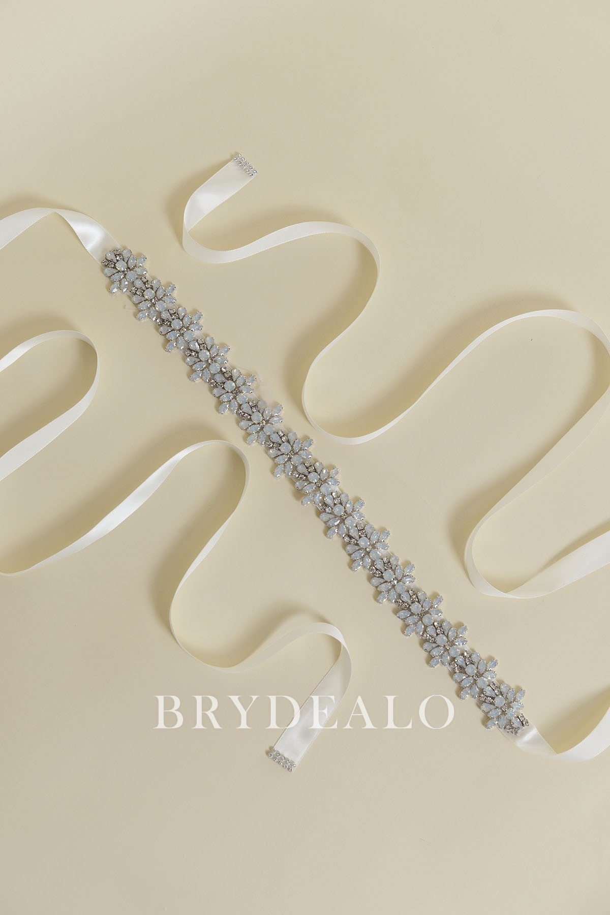 Best Rhinestones Ivory Satin Bridal Sash