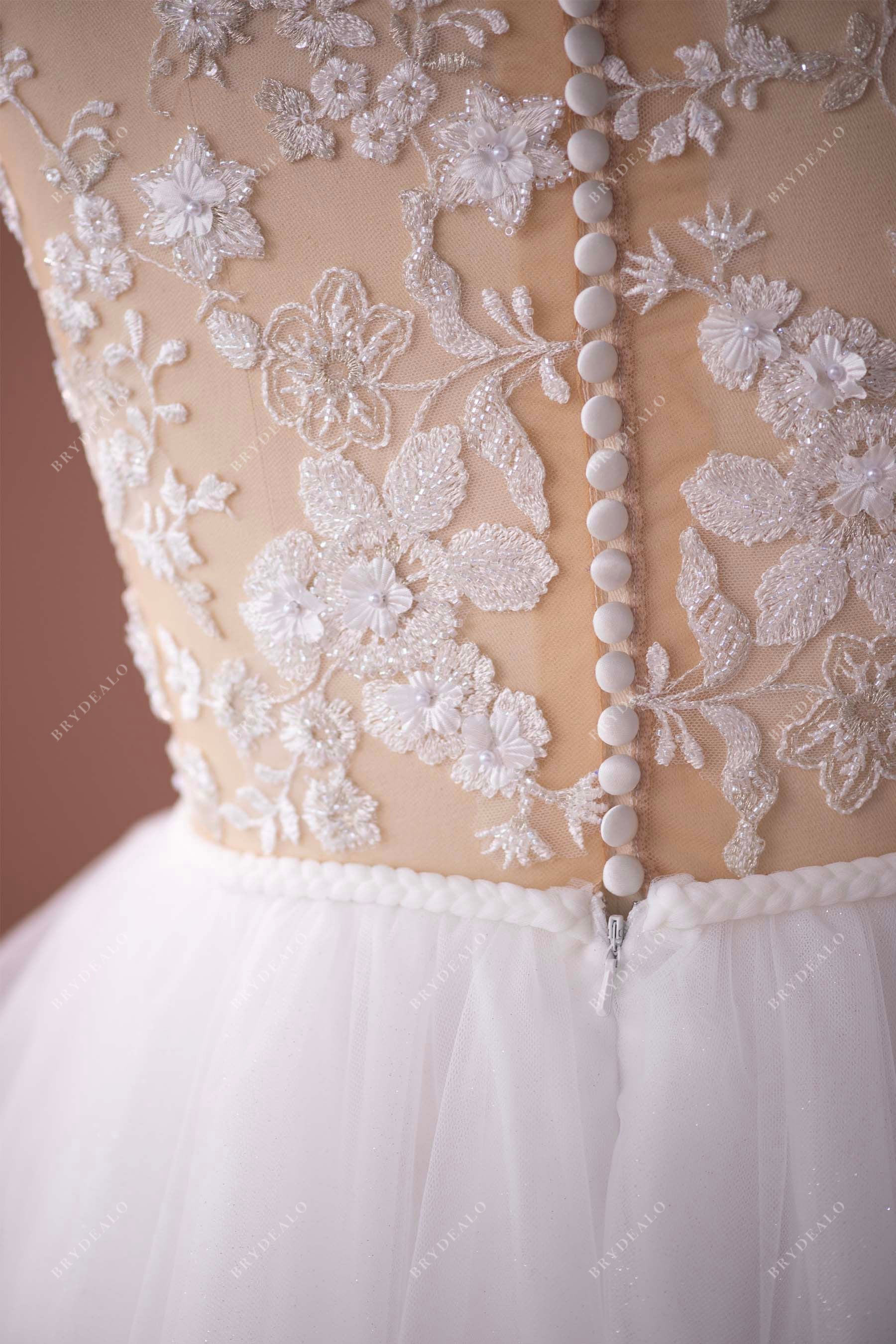 illusion buttoned back fashion wedding dress