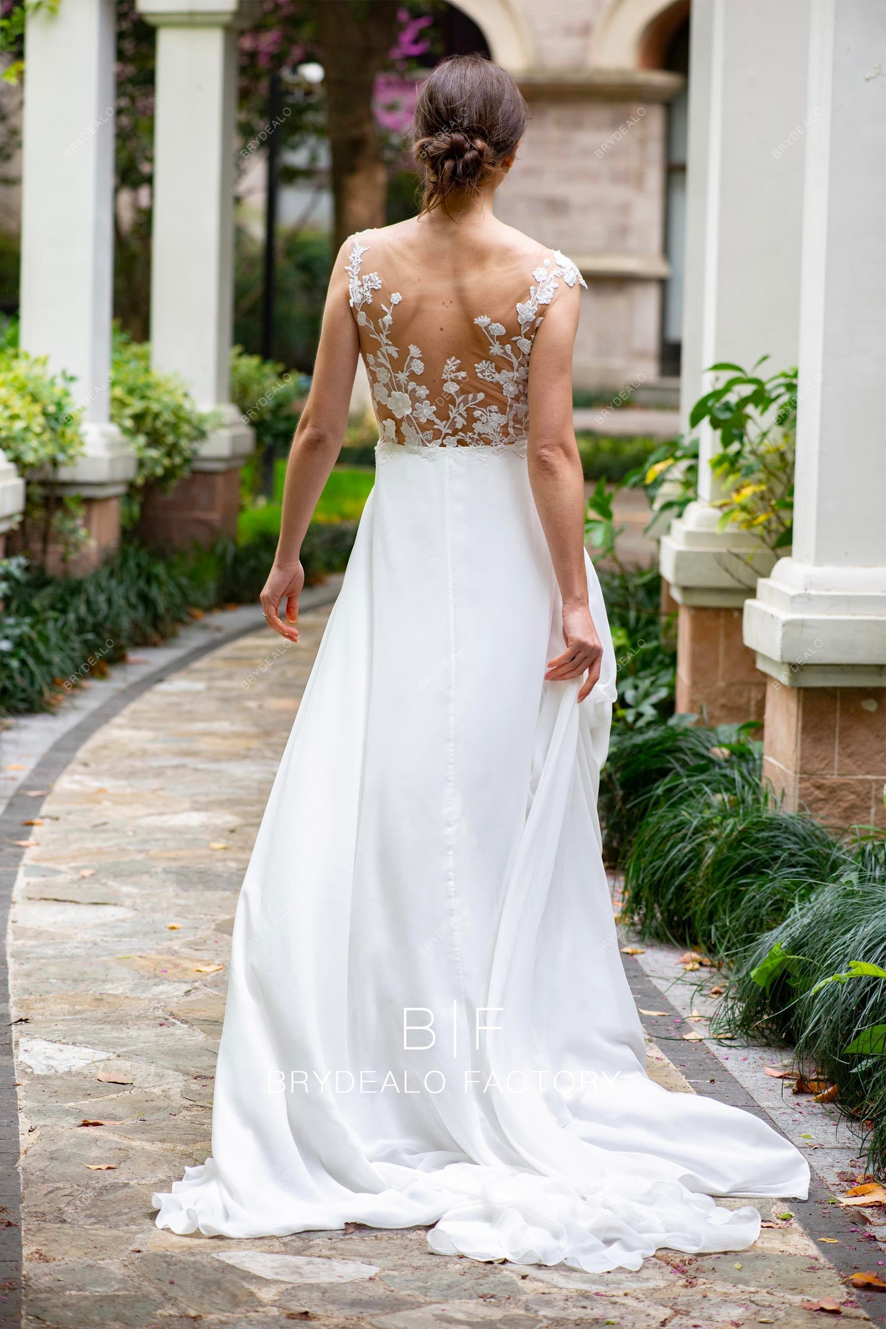 Designer Wild Lace Illusion Summer Chiffon A-line Beach Wedding Dress Designer Wild Lace Illusion Summer Chiffon A-line Beach Wedding Dress