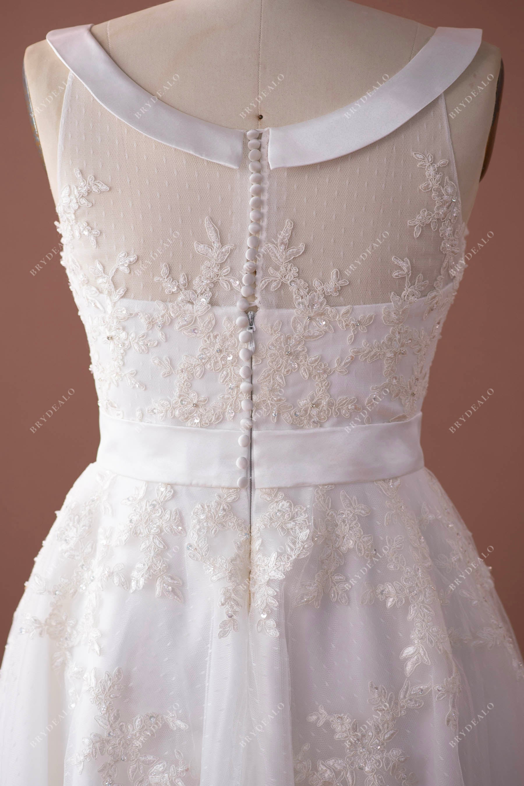 classic illusion back beaded lace wedding dress