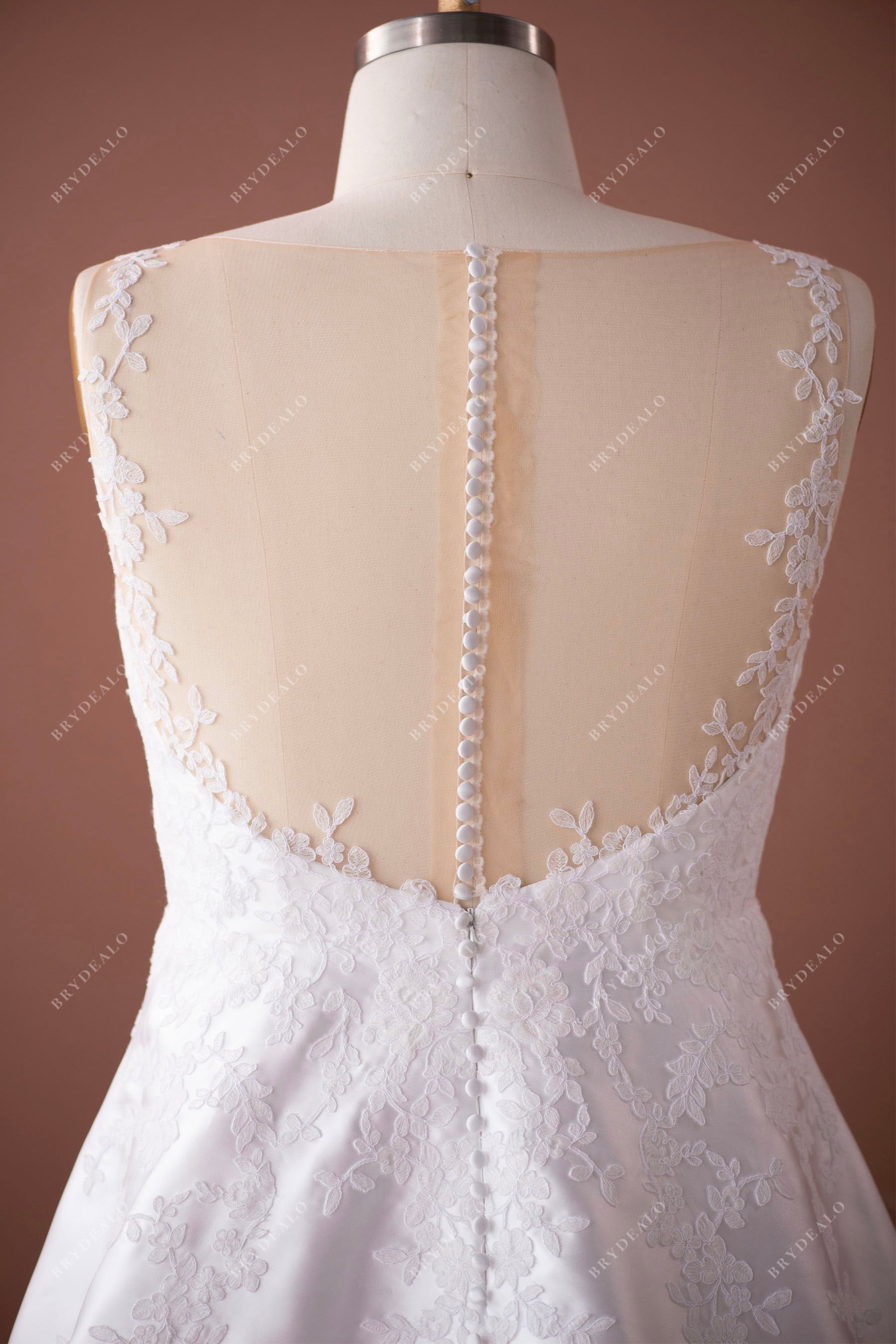 sleeveless illusion back elegant bridal gown
