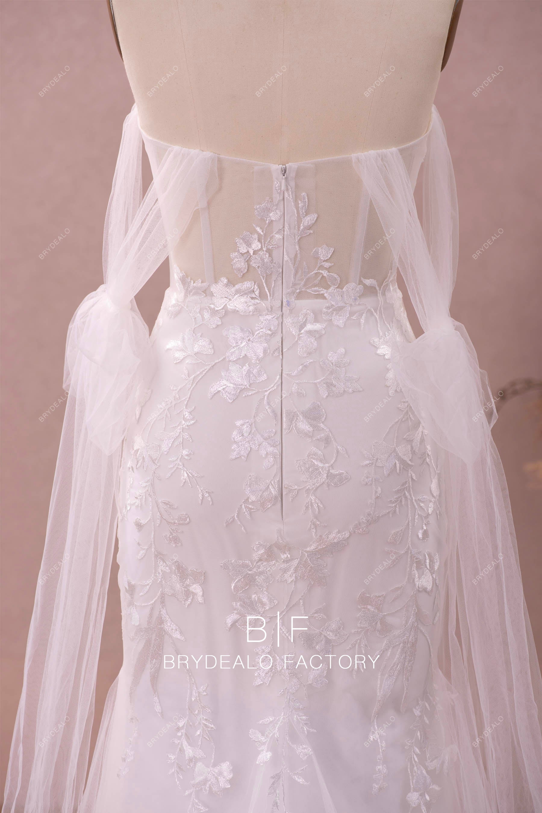 illusion corset bodice lace mermaid wedding dress