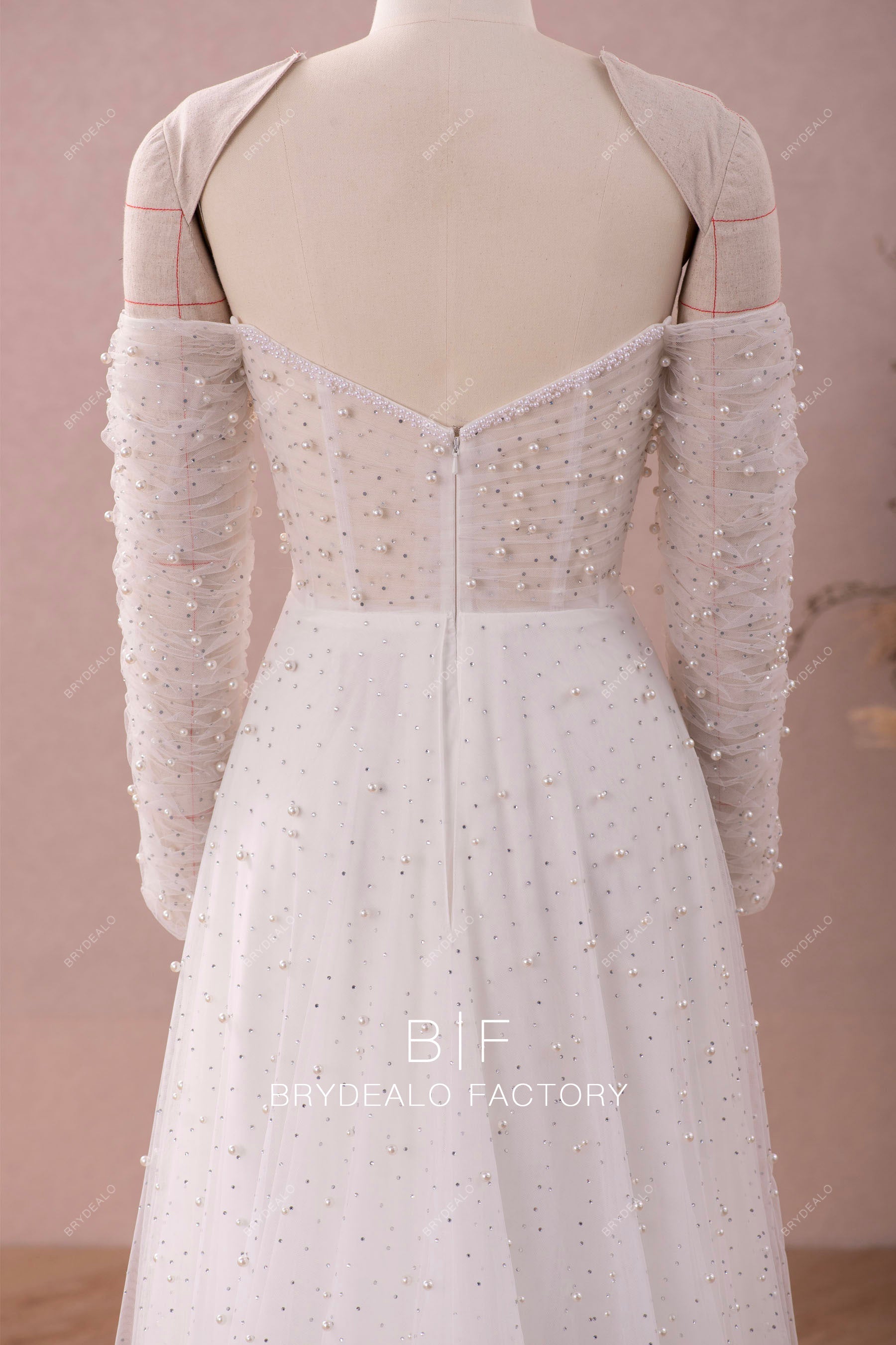 sheer long sleeves trendy off shoulder wedding gown