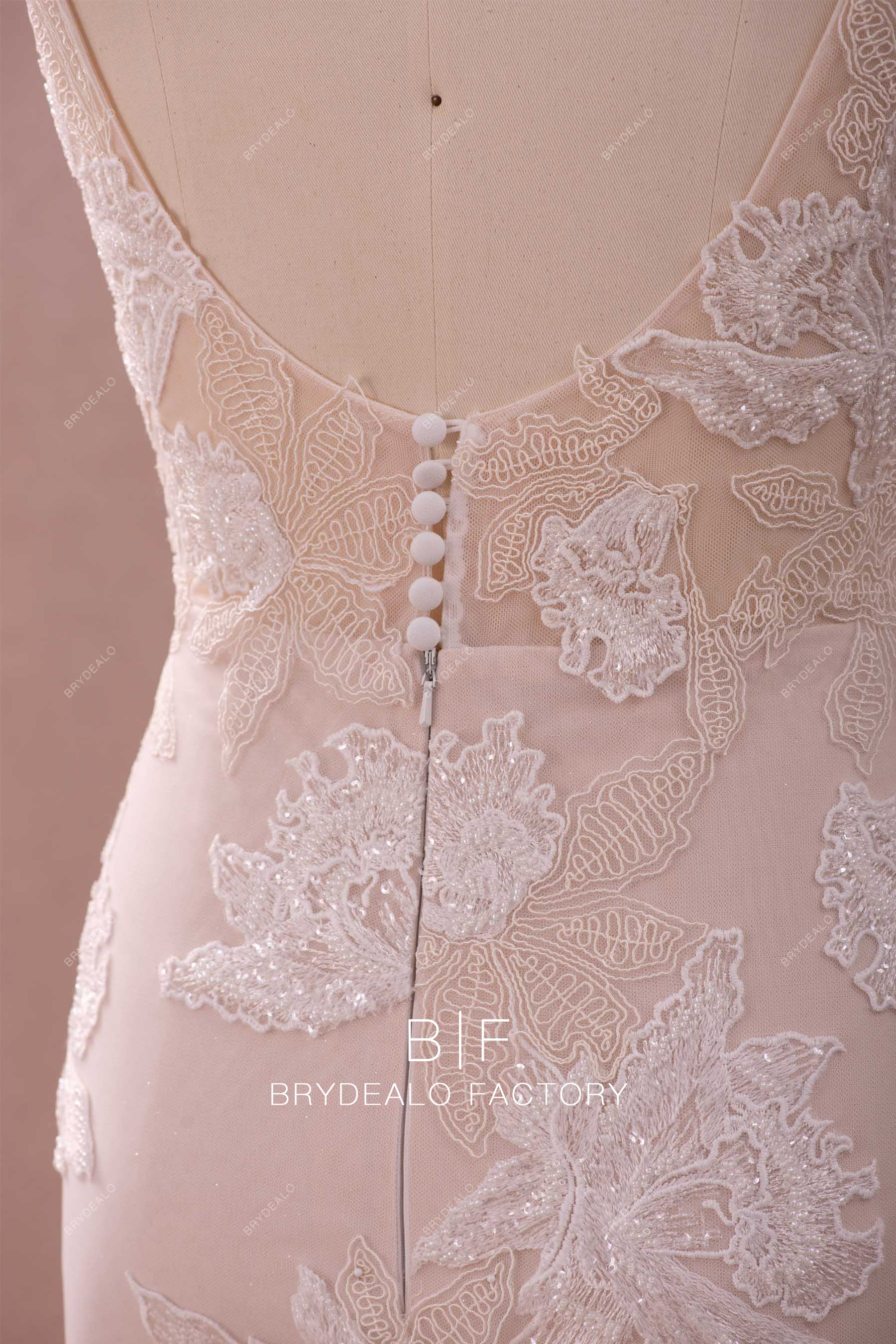 illusion buttoned back bridal dress