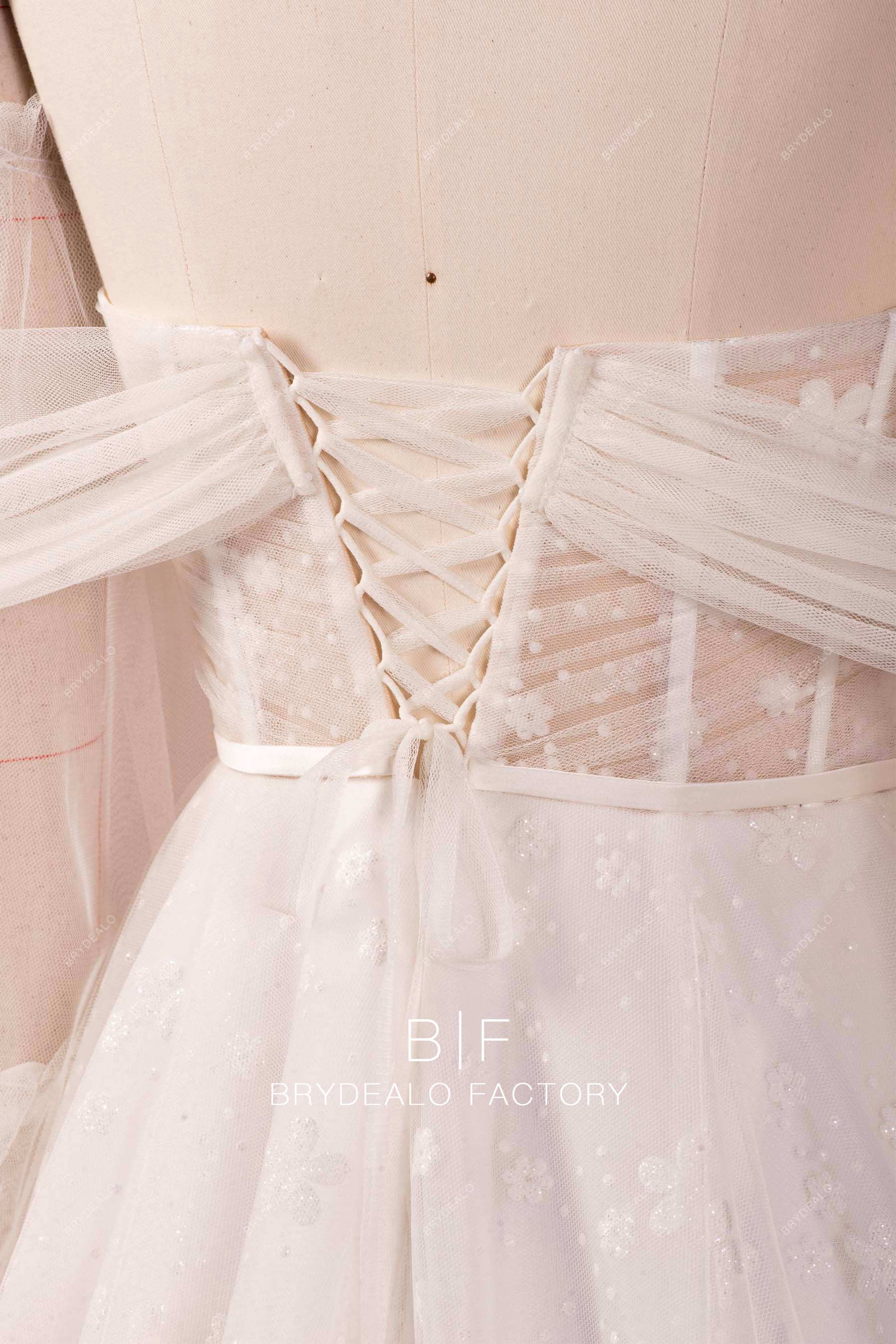 beautiful illusion corset lace up wedding dress