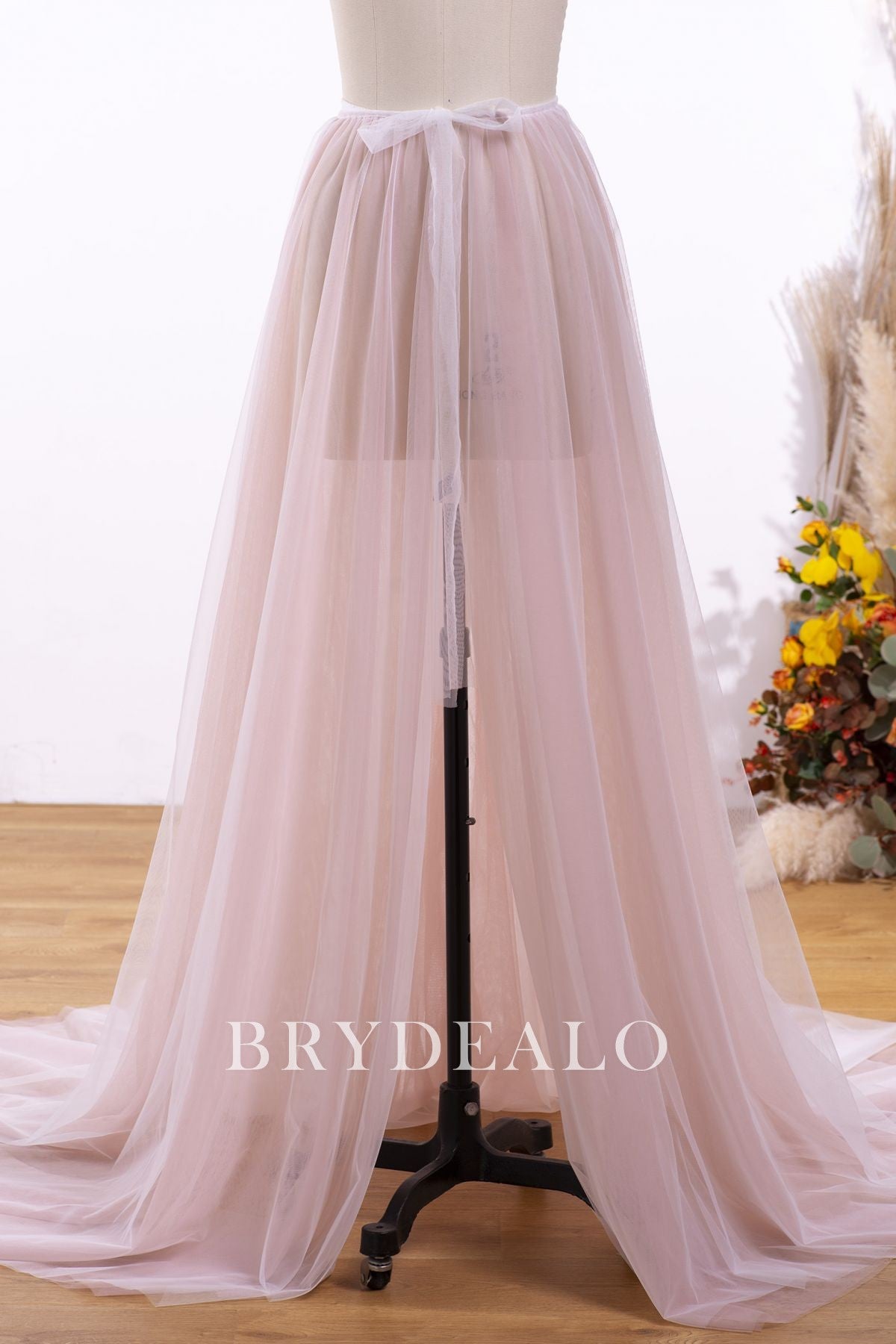Ethereal Dusty Rose Tulle Detachable Overskirt Wedding Separates