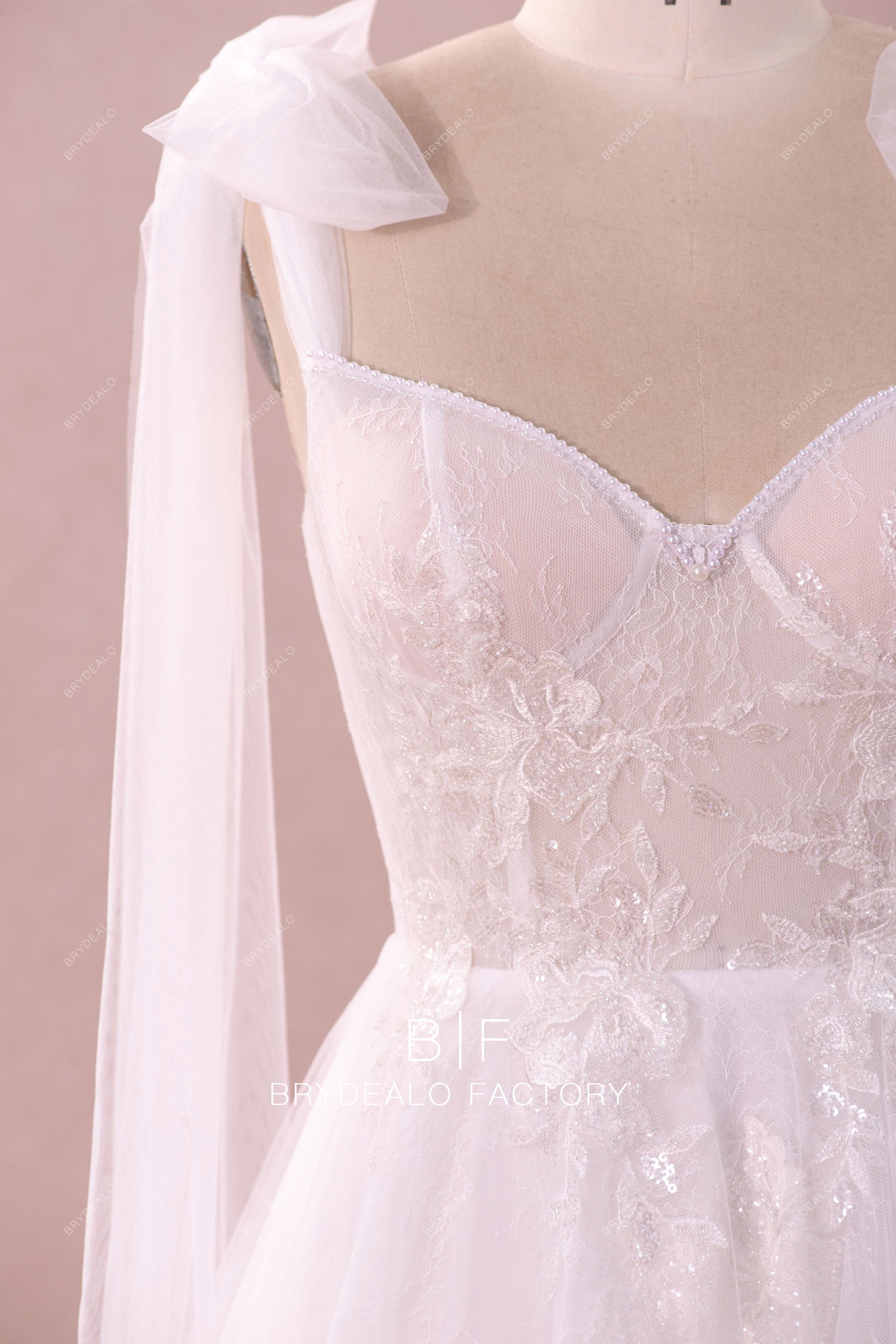 illusion sweetheart neck lace corset wedding gown