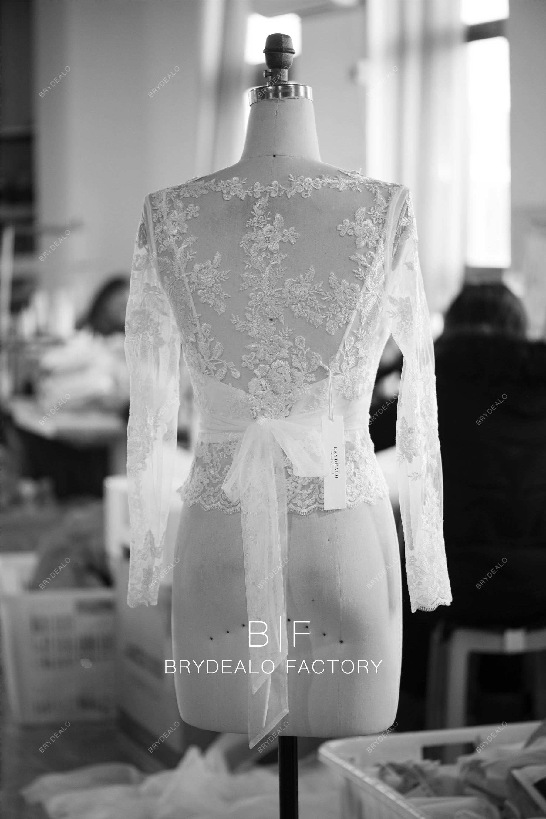 illusion lace back sleeved bridal jacket