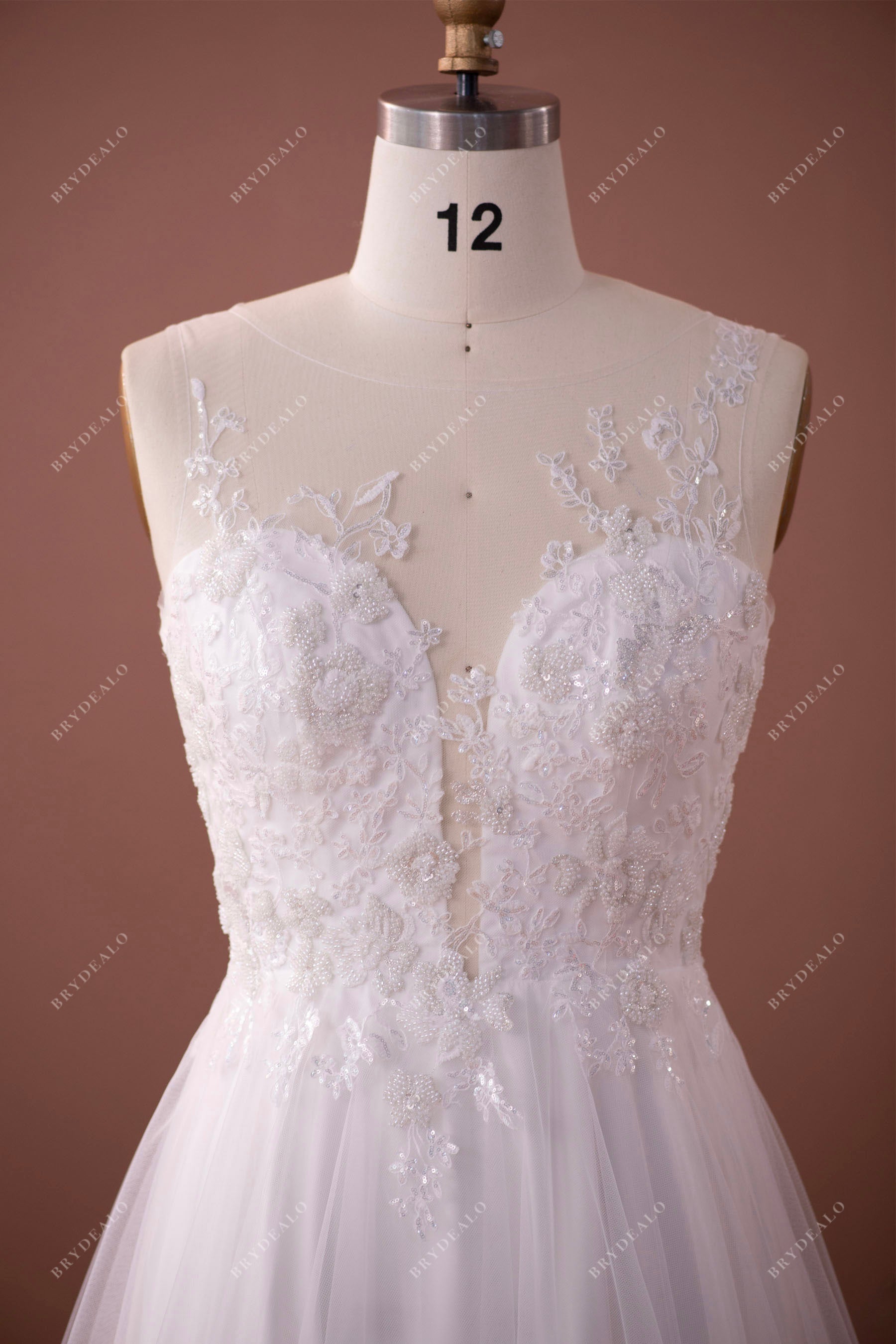 boat neck sleeveless gorgeous wedding dress
