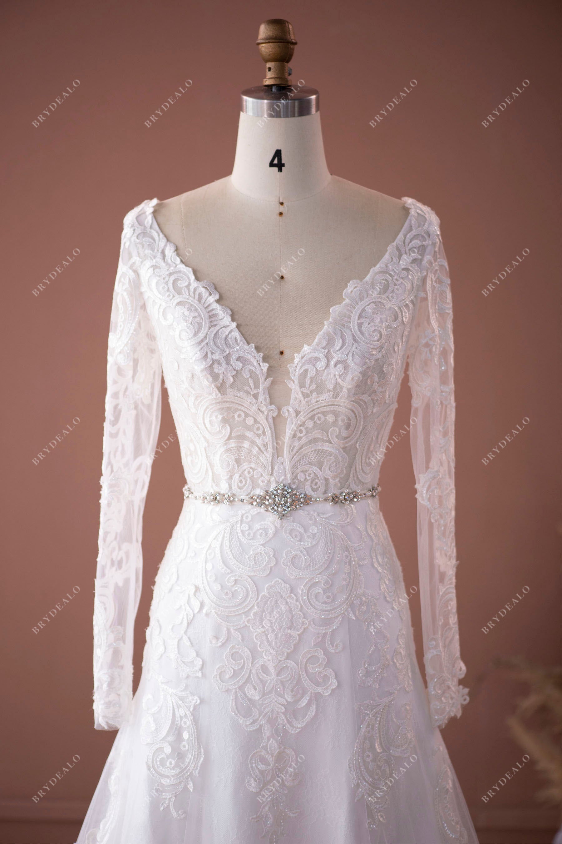 sexy plunging neck bridal gown