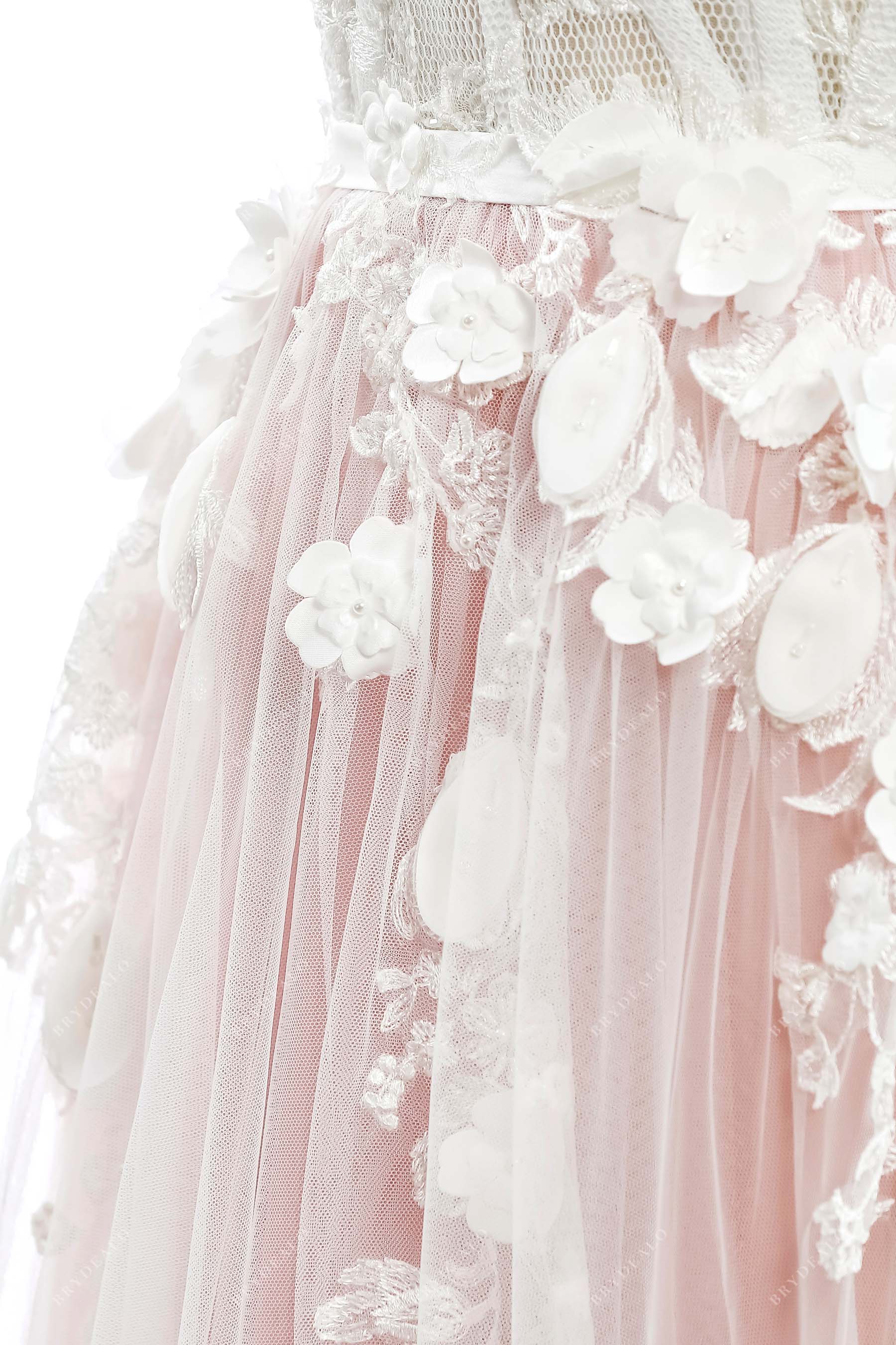 ivory 3D petals lace bridal dress