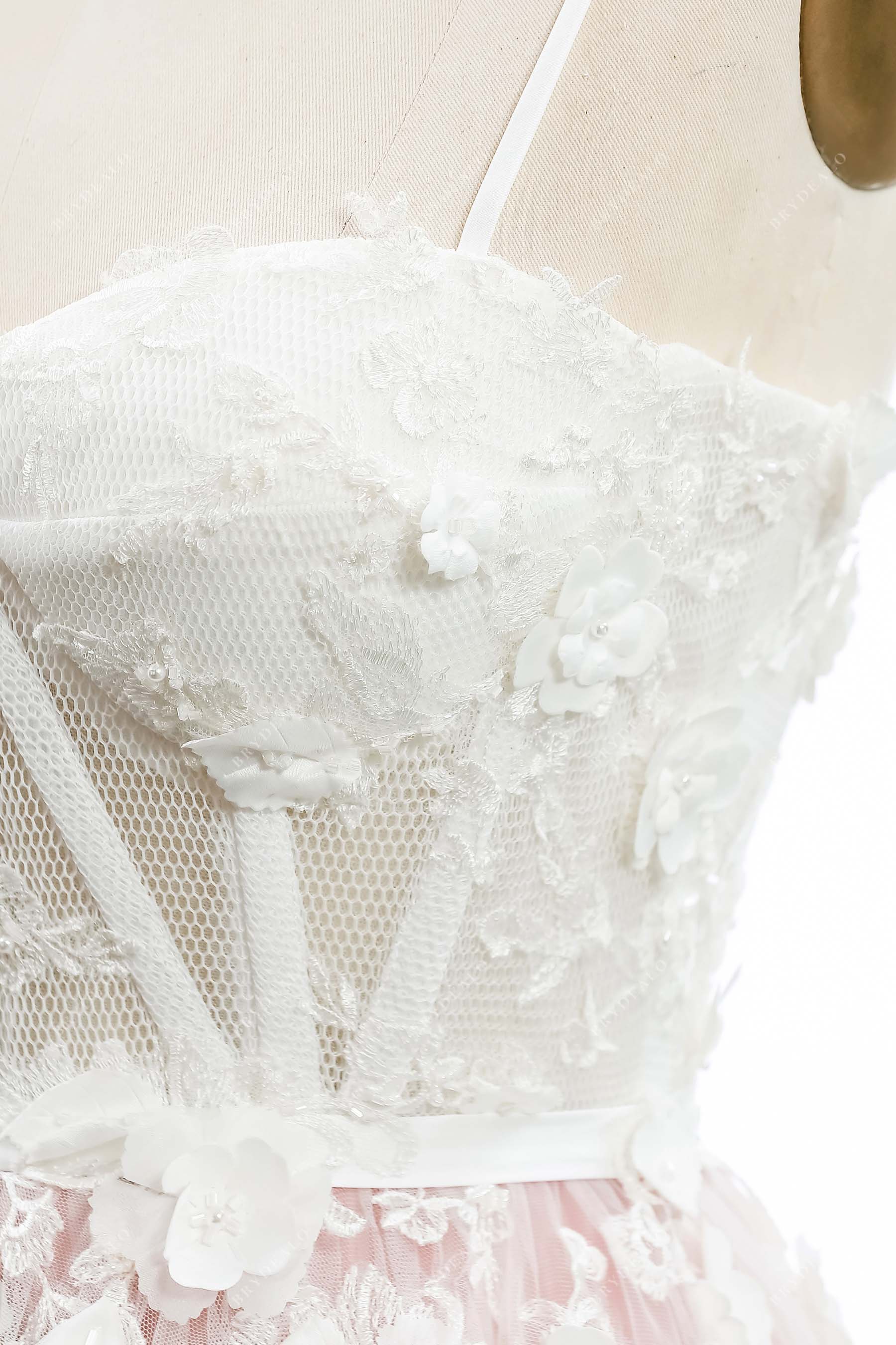 3D lace corset thin straps designer fall bridal dress