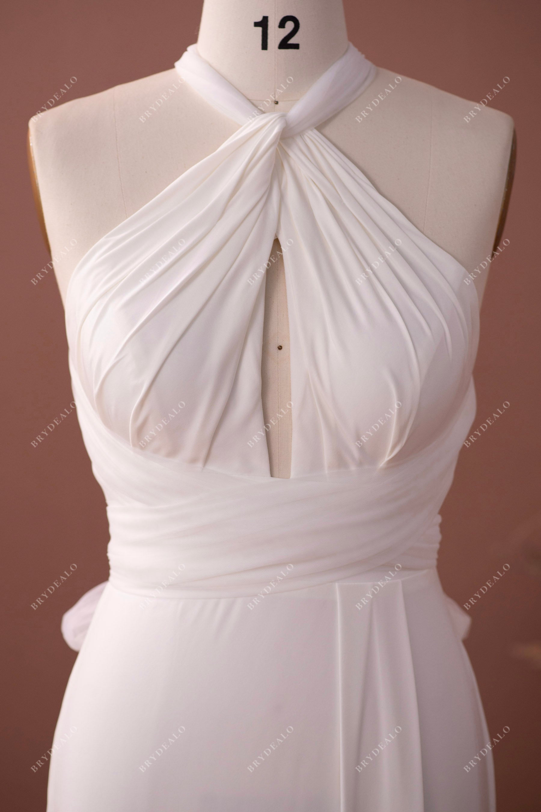 keyhole twisted halter sleeveless formal bridal dress