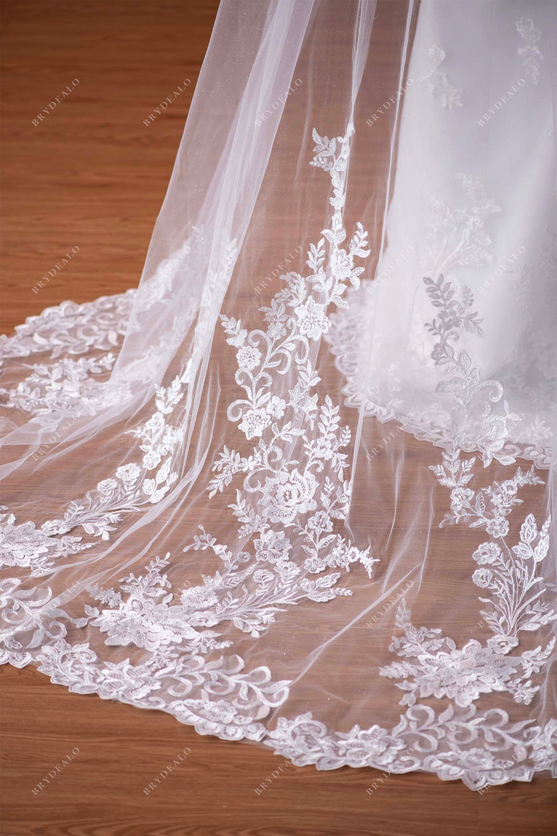 lace shimmery lace tulle cape wedding dress 