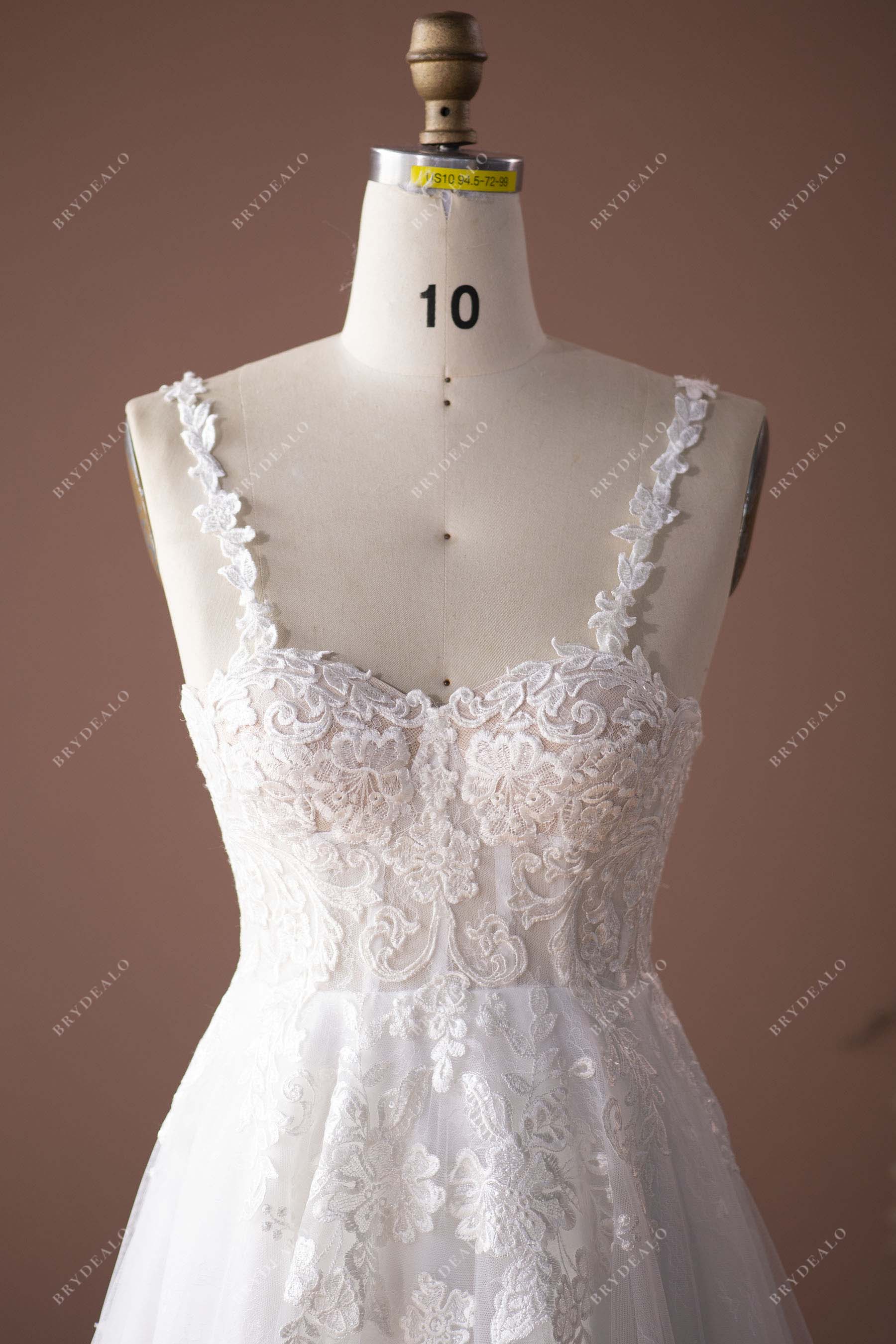 lace sweetheart neck spaghetti straps corset wedding dress