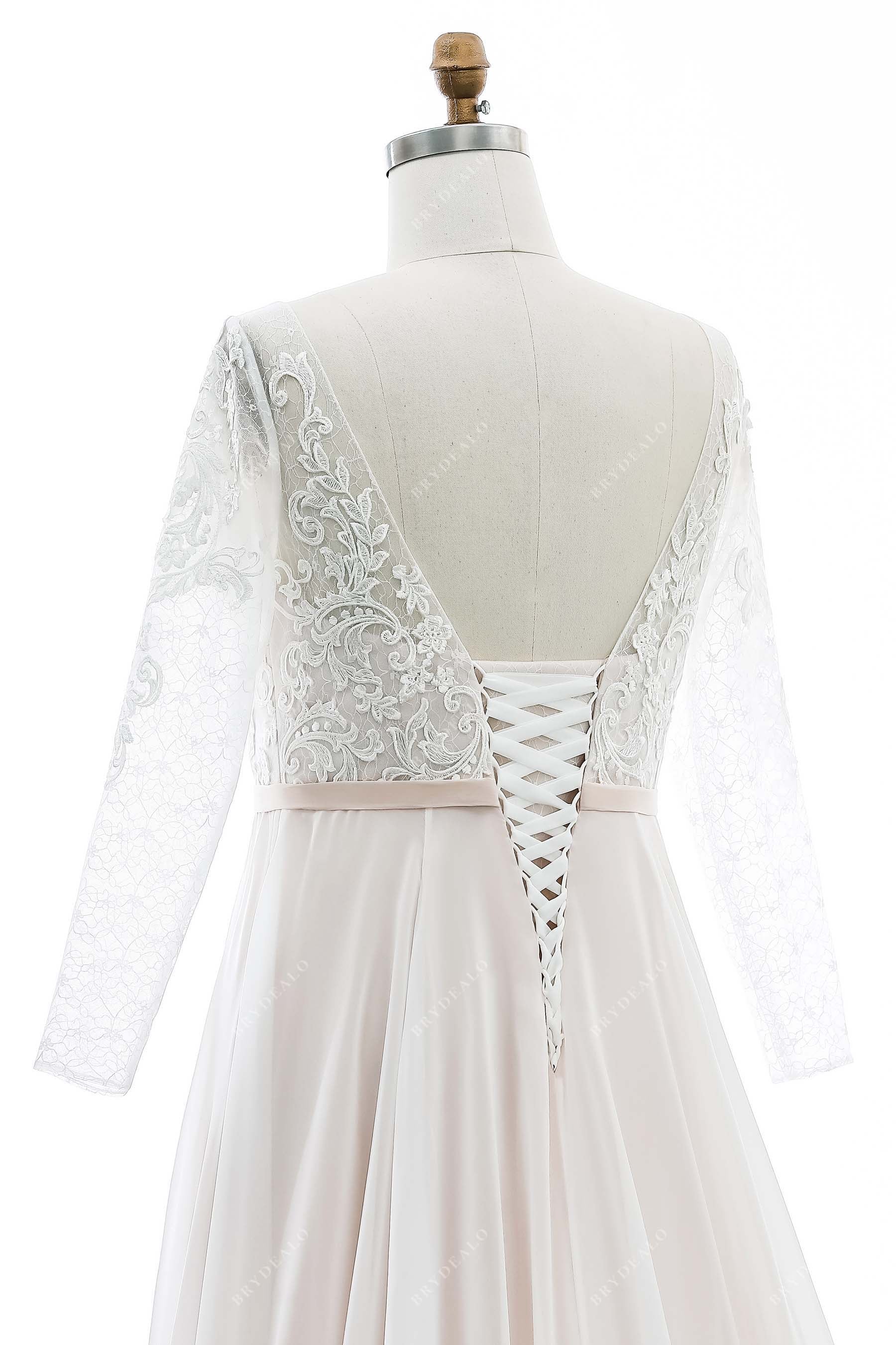 lace-up back designer lace bridal dress