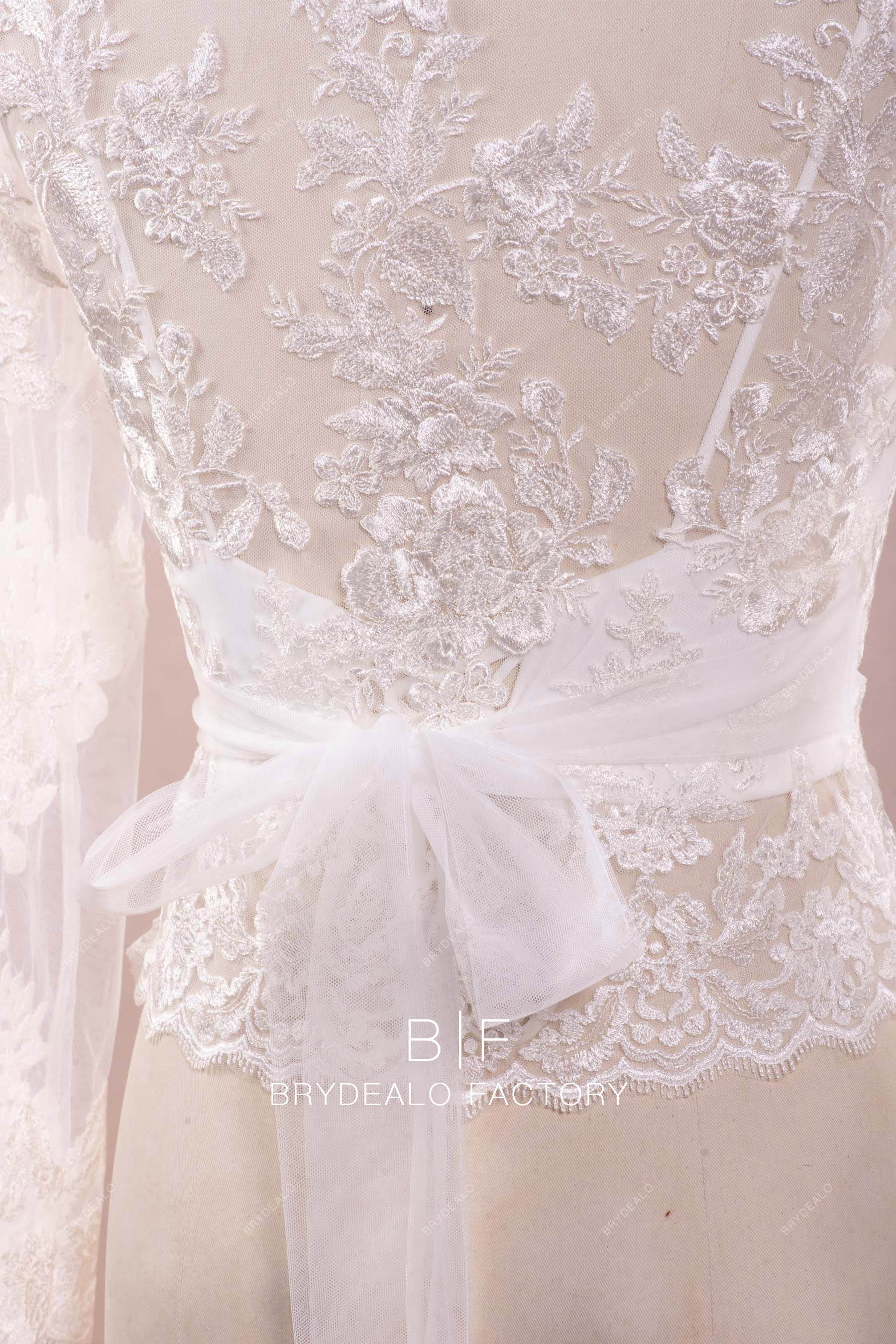 lace sheer back bridal top