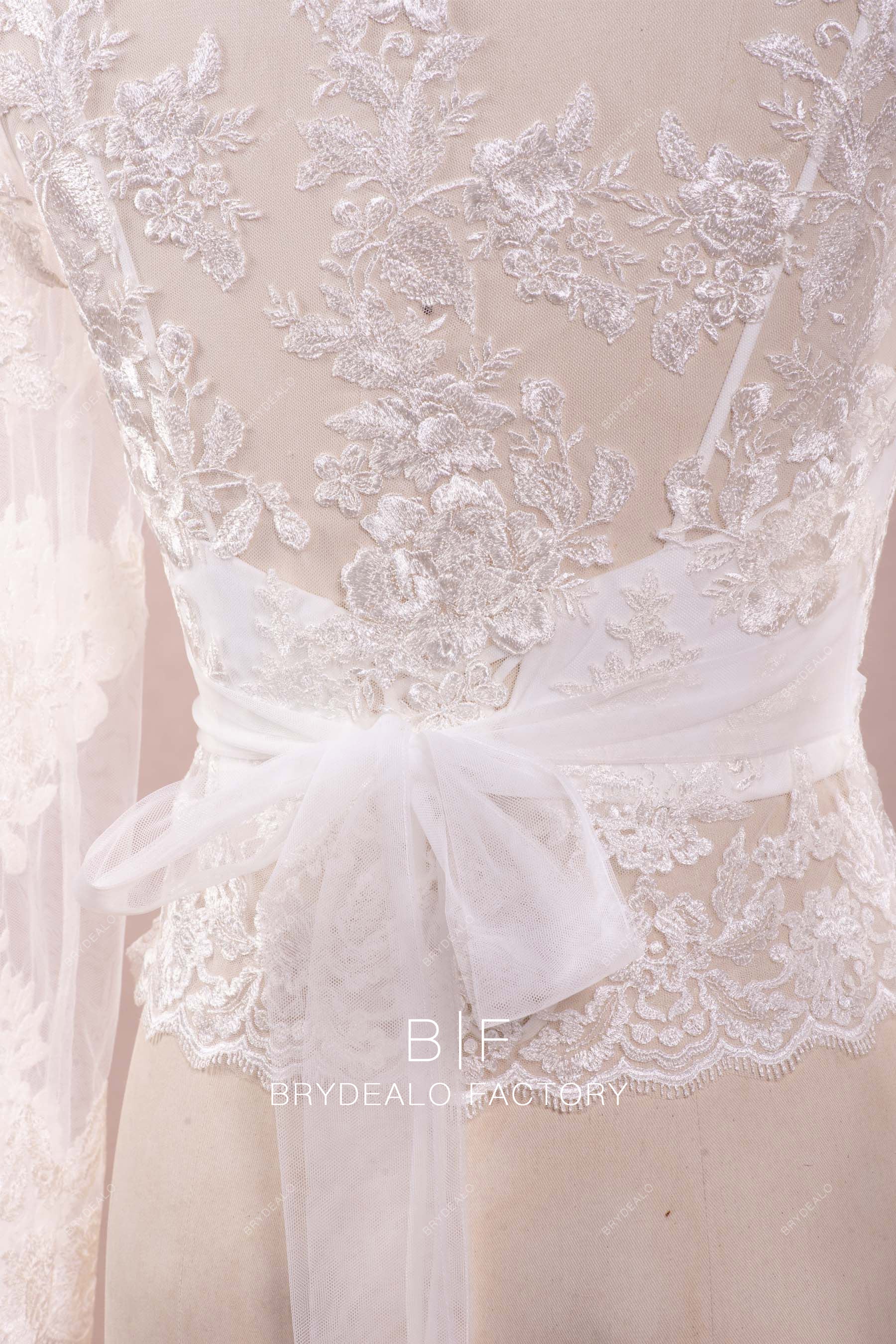 lace sheer back bridal top