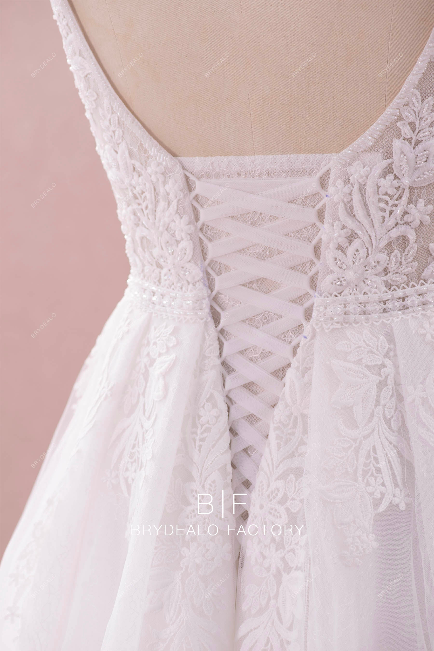 lace up back closure elegant bridal dress