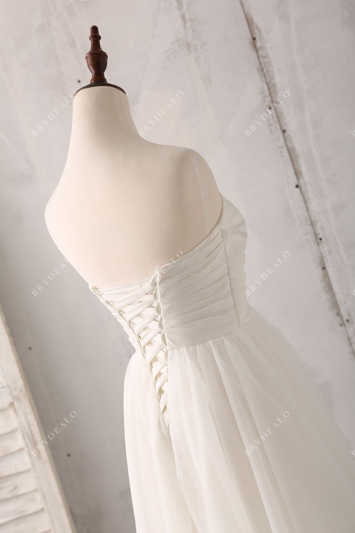 lace-up back satin vintage bridal gown