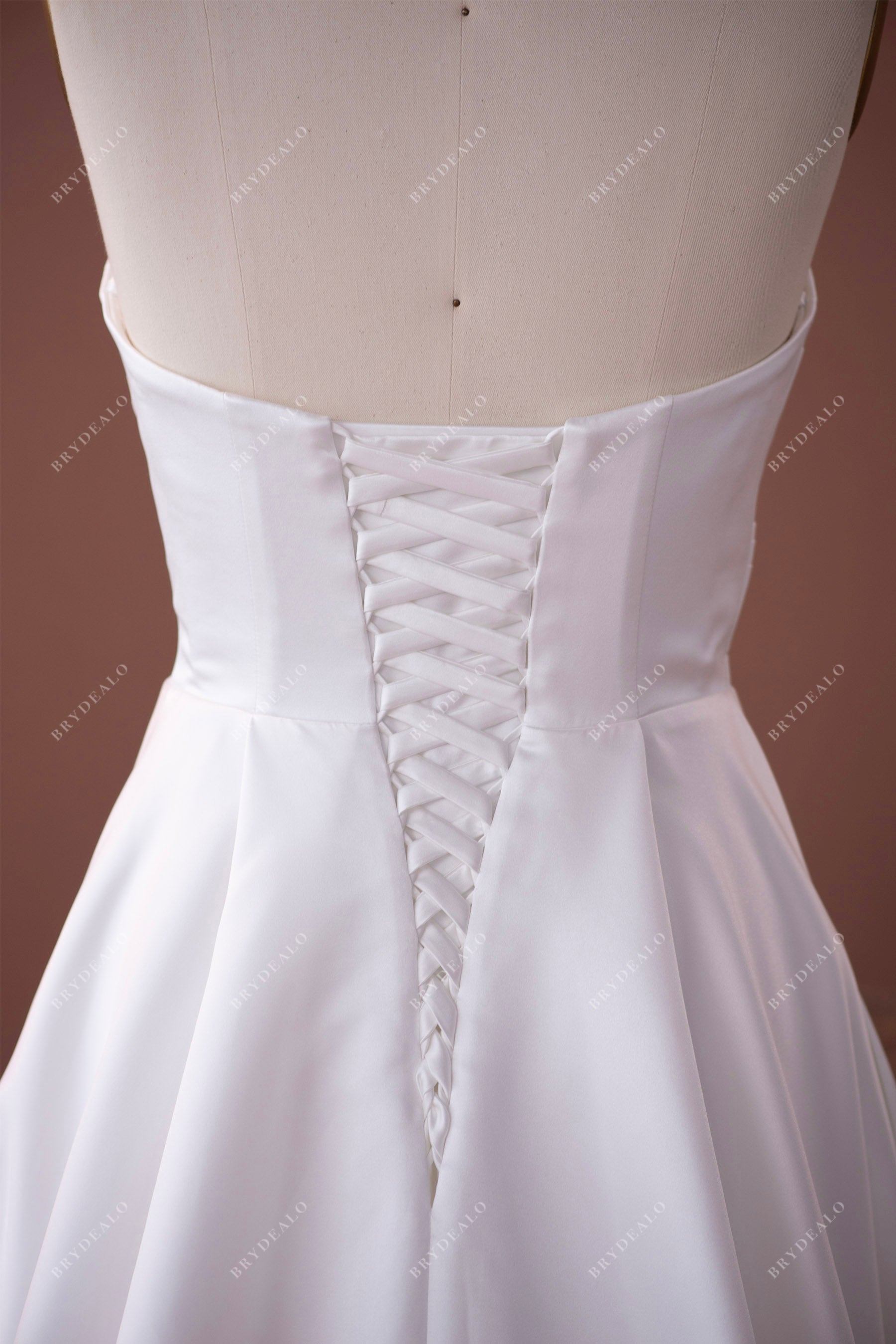 adjustable back strapless satin elegant wedding dress
