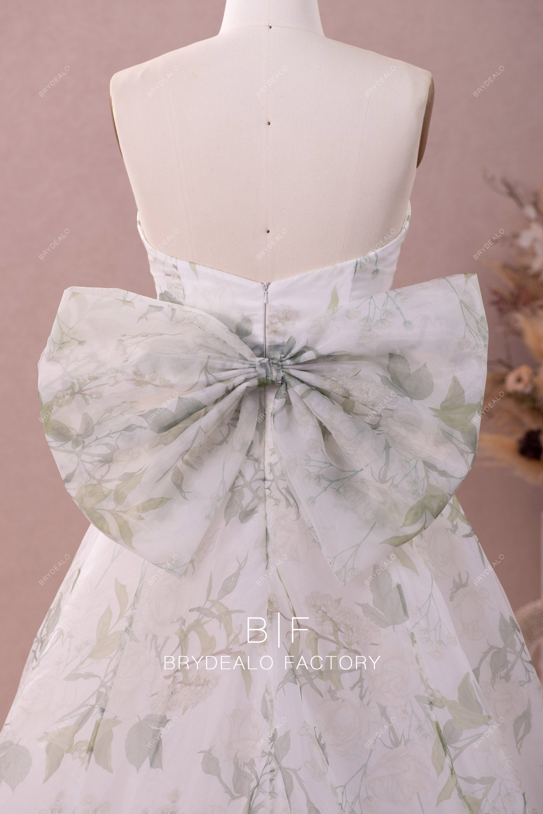 open back large bowknot autumn wedding dress