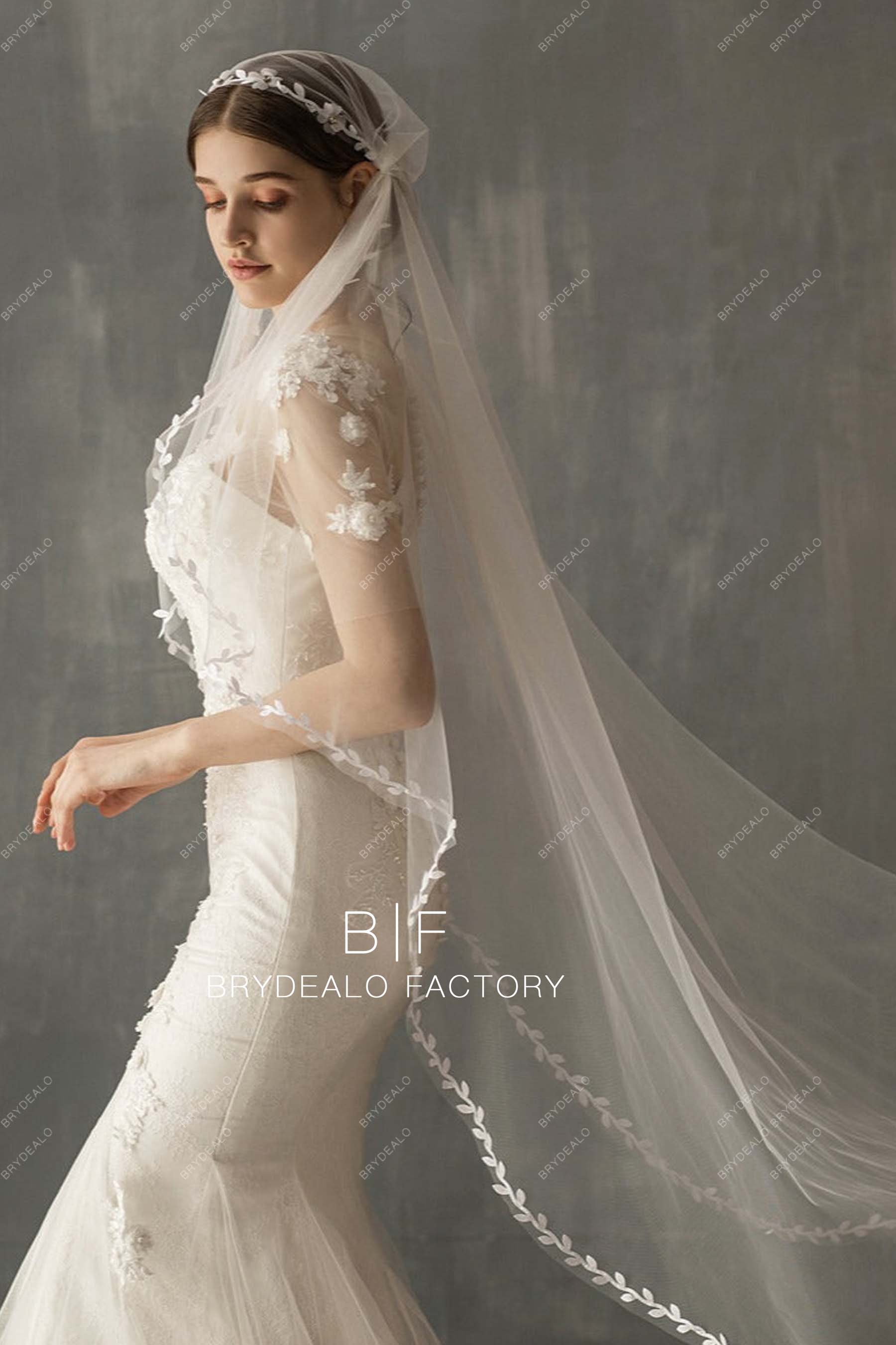 Vintage Lace Trim Wedding Cap Veil 