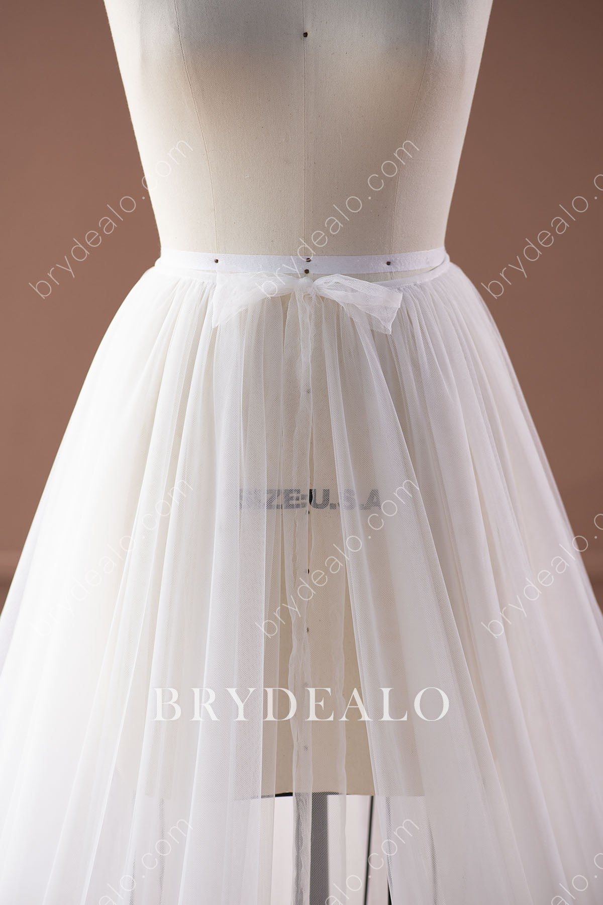 White tulle bridal overskirt lace up closure