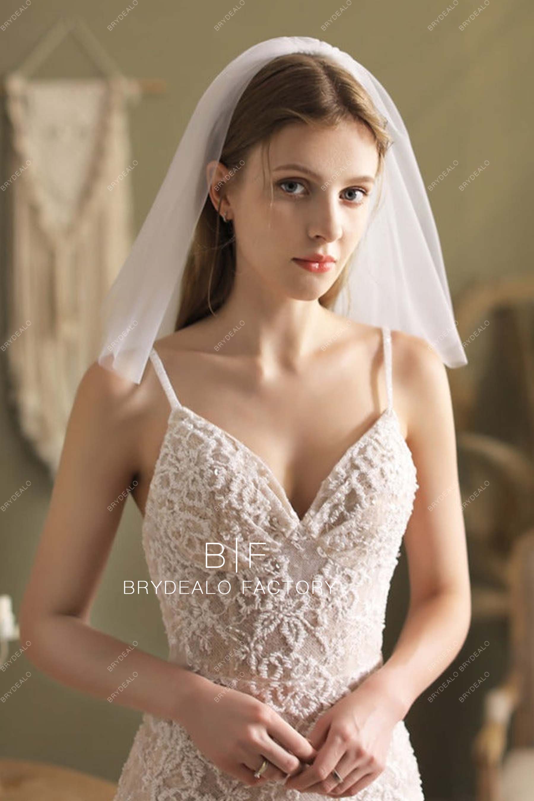 cheap white tulle wedding veil